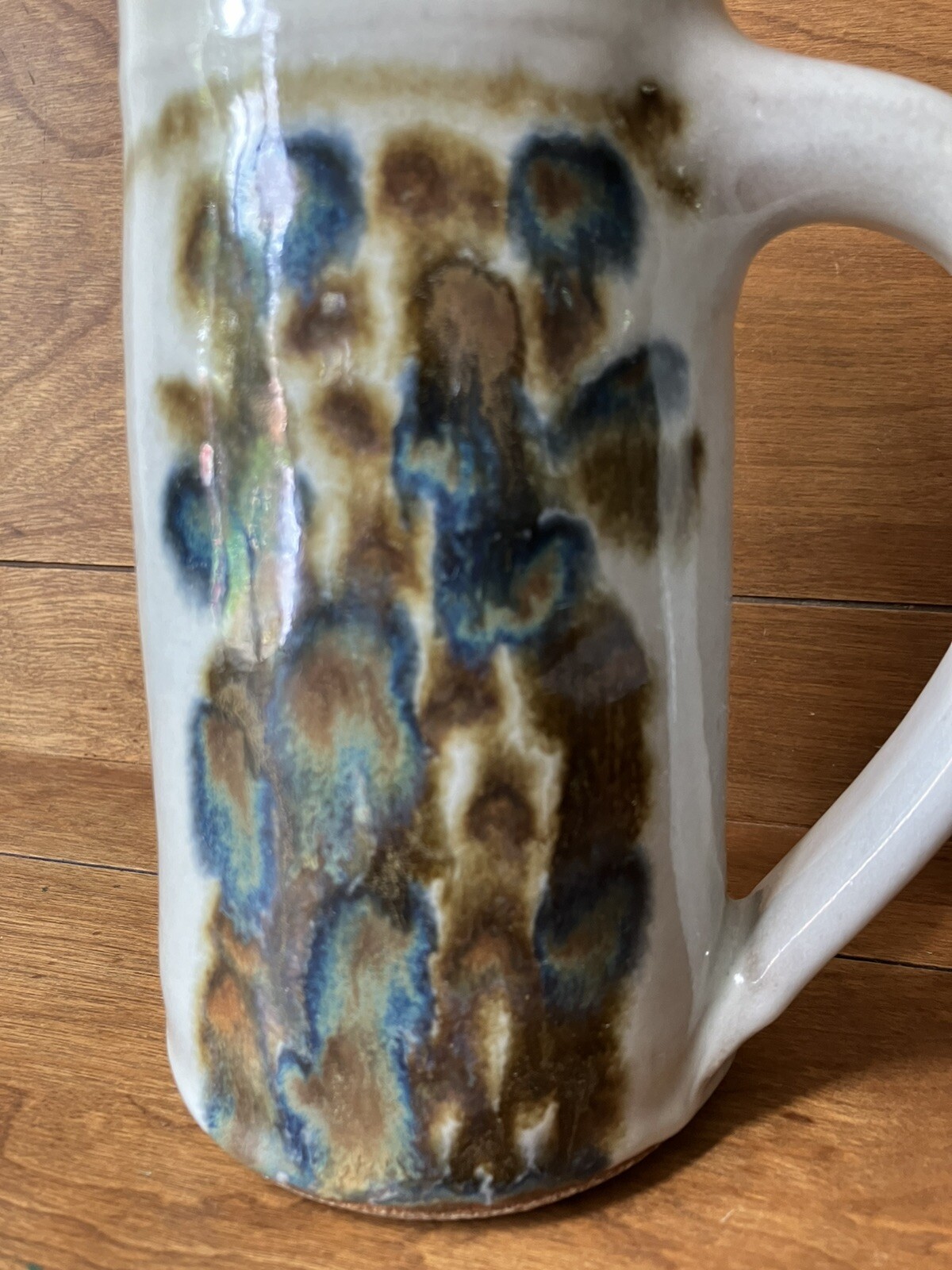Vintage John Fassbinder studio pottery Pitcher mid century modern art 8 1/4 in
