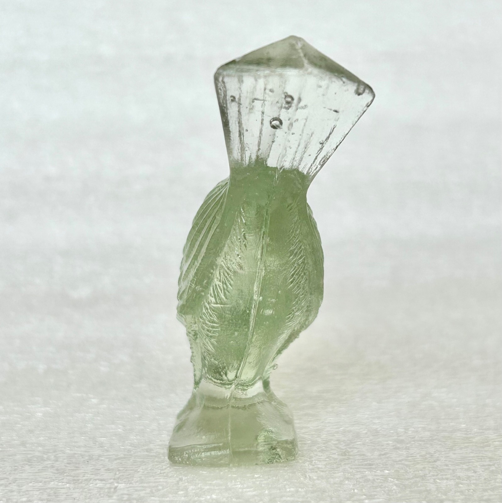 VINTAGE ANTIQUE EAPG MOLDED DEPRESSION GREEN GLASS BIRD MINIATURE FIGURINE