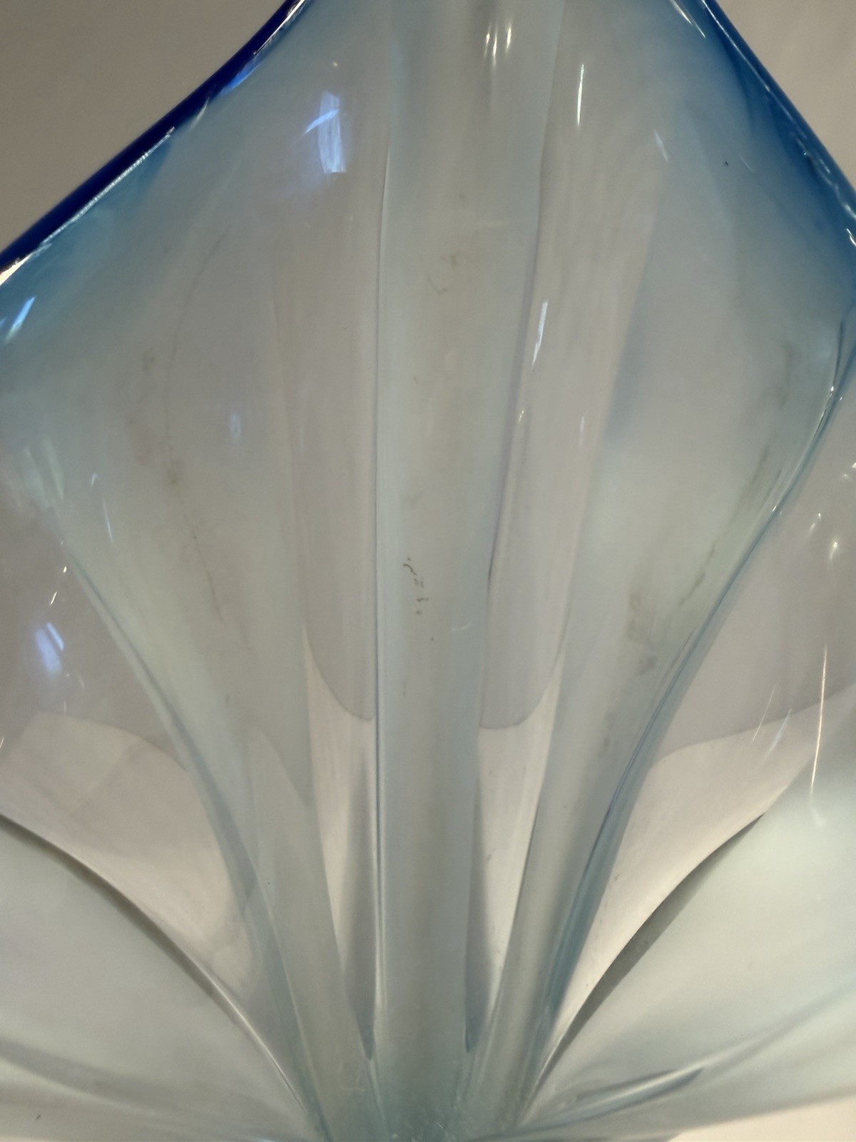 15” Hand Blown Murano Style Blue and White Jack In Pulpit Vase – See Details