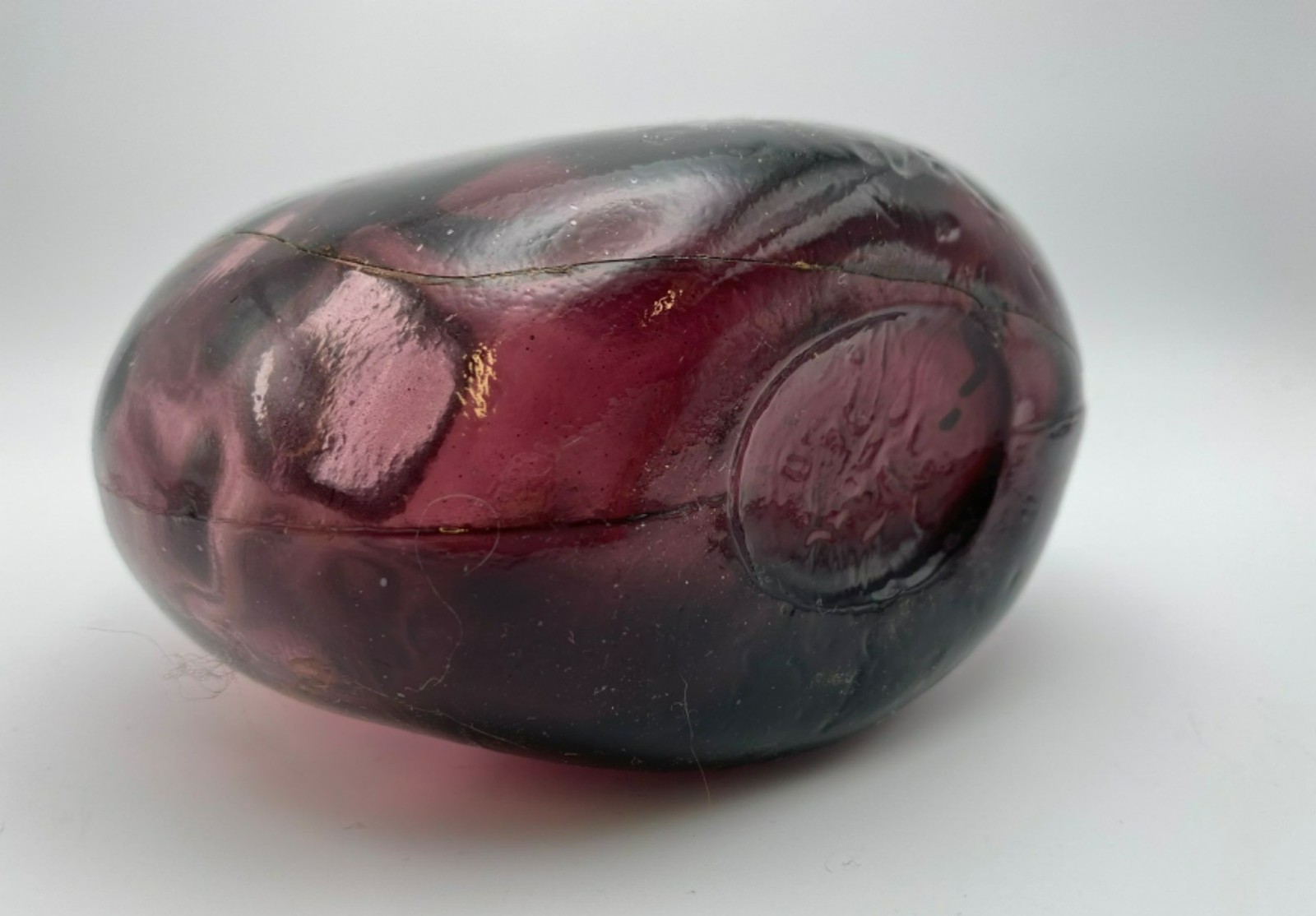 Clevenger Brothers Amethyst Glass Bottle Vintage Molded Windowsill Purple 50-60s