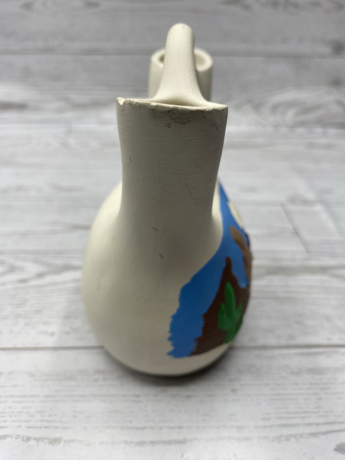 VTG Southwestern Hand Painted Pottery Wedding Vase Cactus Desert Signed JD 92
