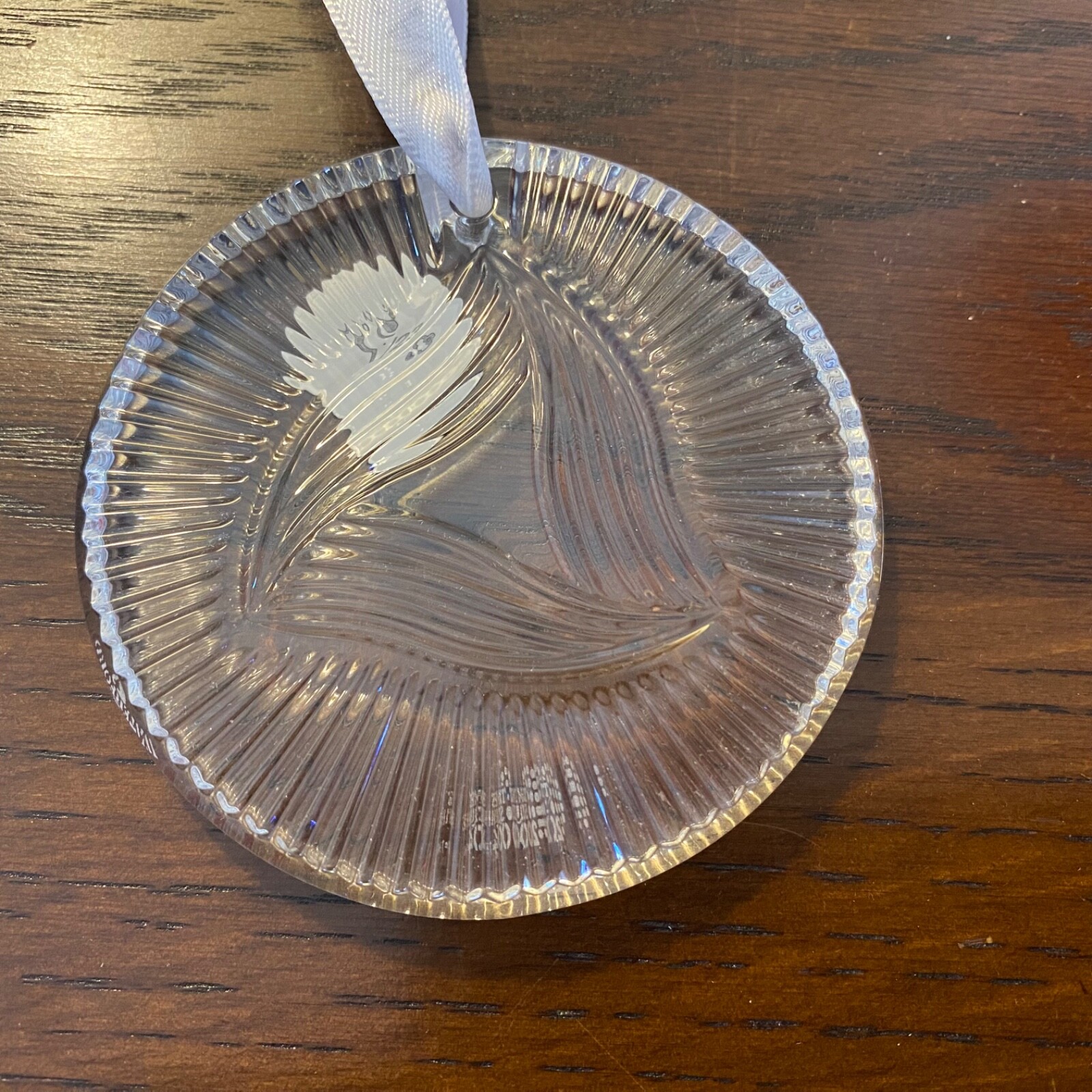 NIB Waterford Crystal Times Square Hope For Unity Disc Christmas Ornament Ribbon