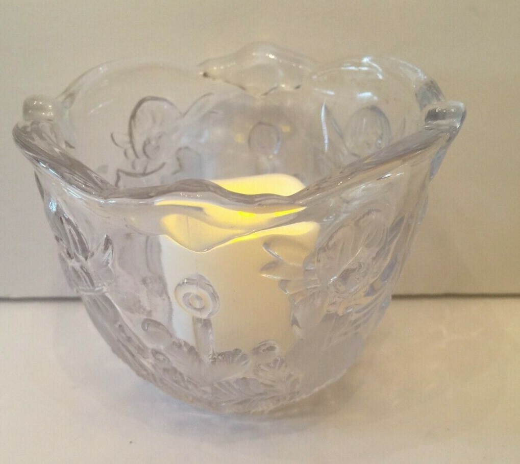 Mikasa Christmas Holiday Lights Frosted Angel Votive Tea Light Candle Holder