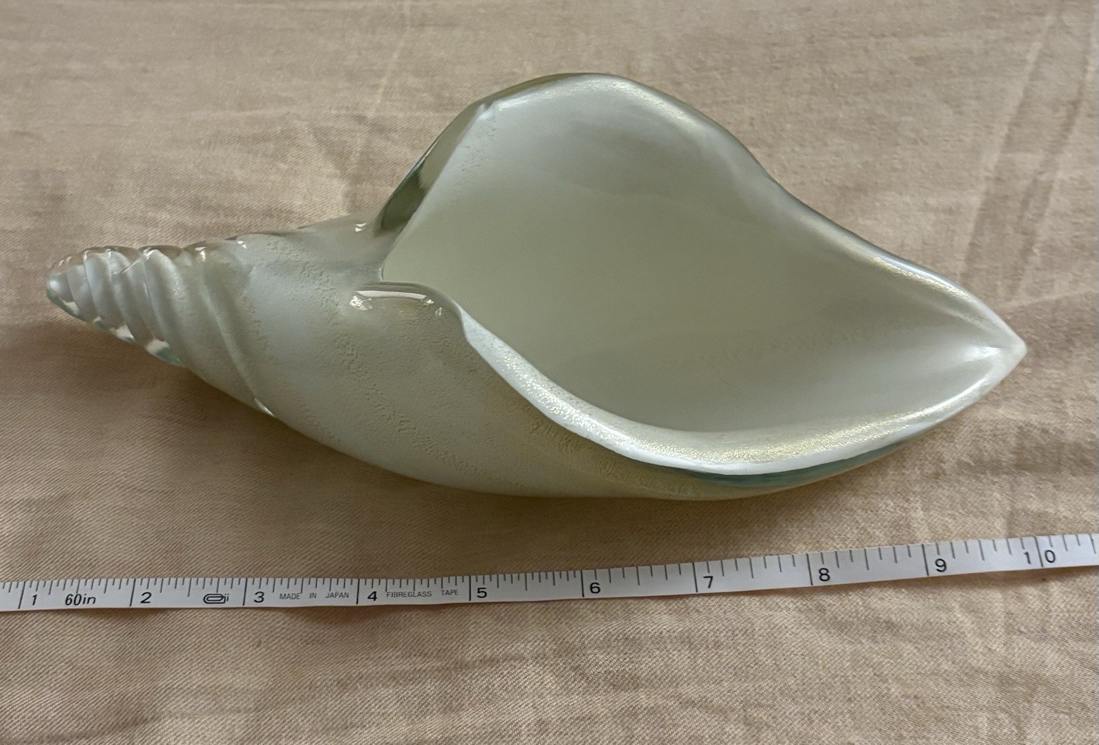 1950s Vintage Zanetti Licio Murano Glass Conch Shell Sculpture 10 inches Gold