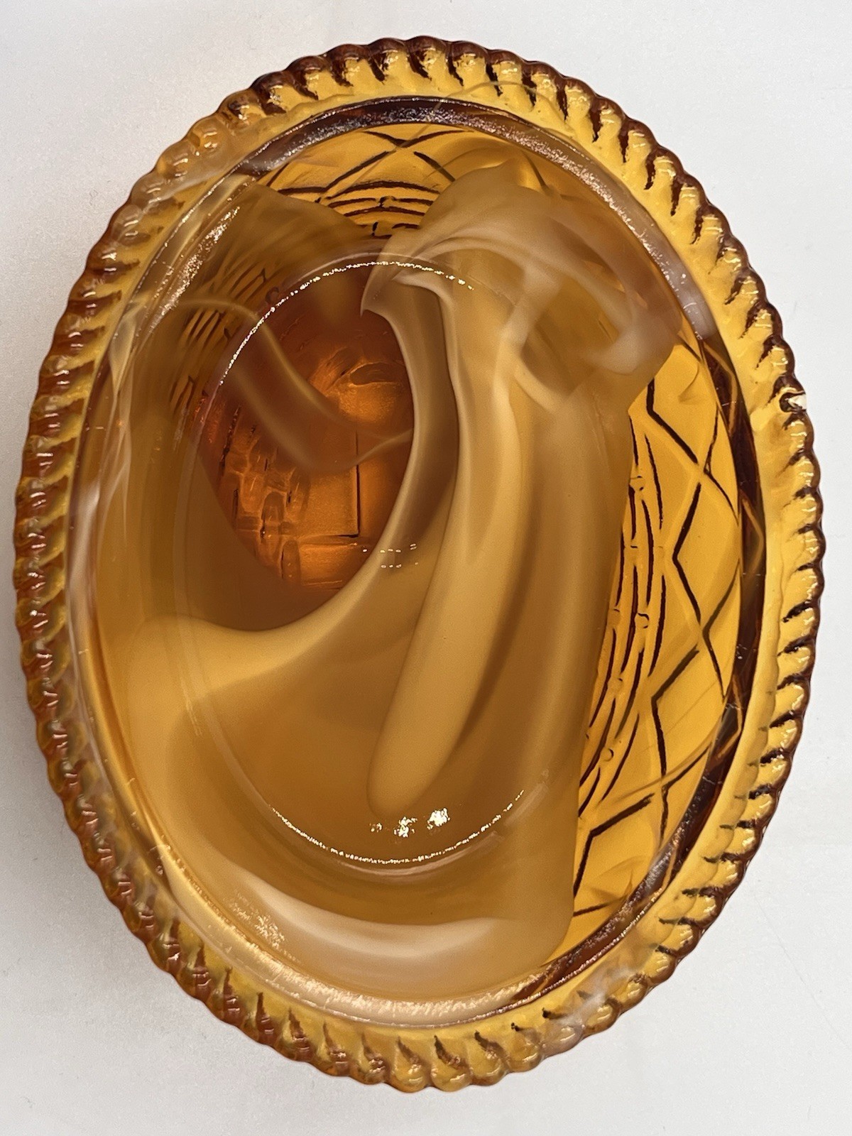 Rosso Westmoreland Carmel & White Slag Art Glass HenOn Nest Vintage !LAST ONE!