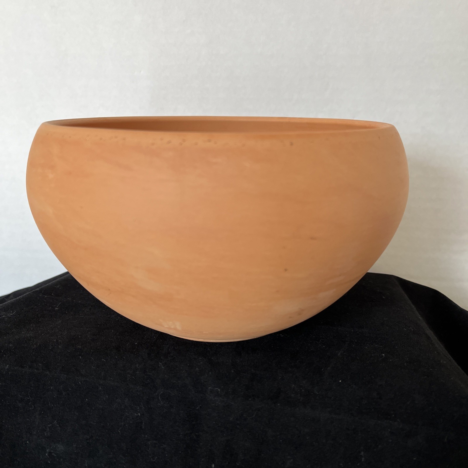 Studio Pottery Germany Terracotta Earthenware Planter Bowl Orange Swirl Unglazed