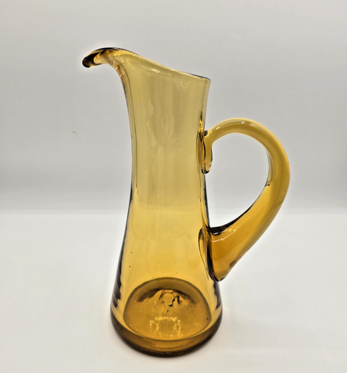 Blenko Amber Small Glass Pitcher Mid-Century Modern 8″
