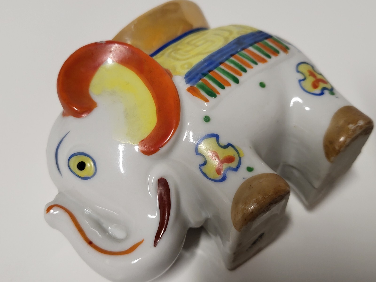 Vintage Lustre Finish Handpainted Japan Ceramic Elephant Vase Or Planter