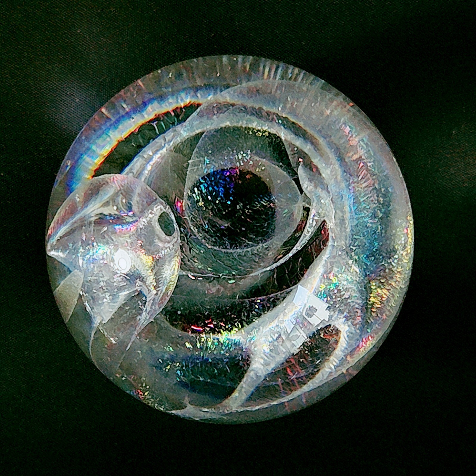 ROBERT W. STEPHAN PAPERWEIGHT, Art Glass, Iridecent, 3 1/2″, 1993