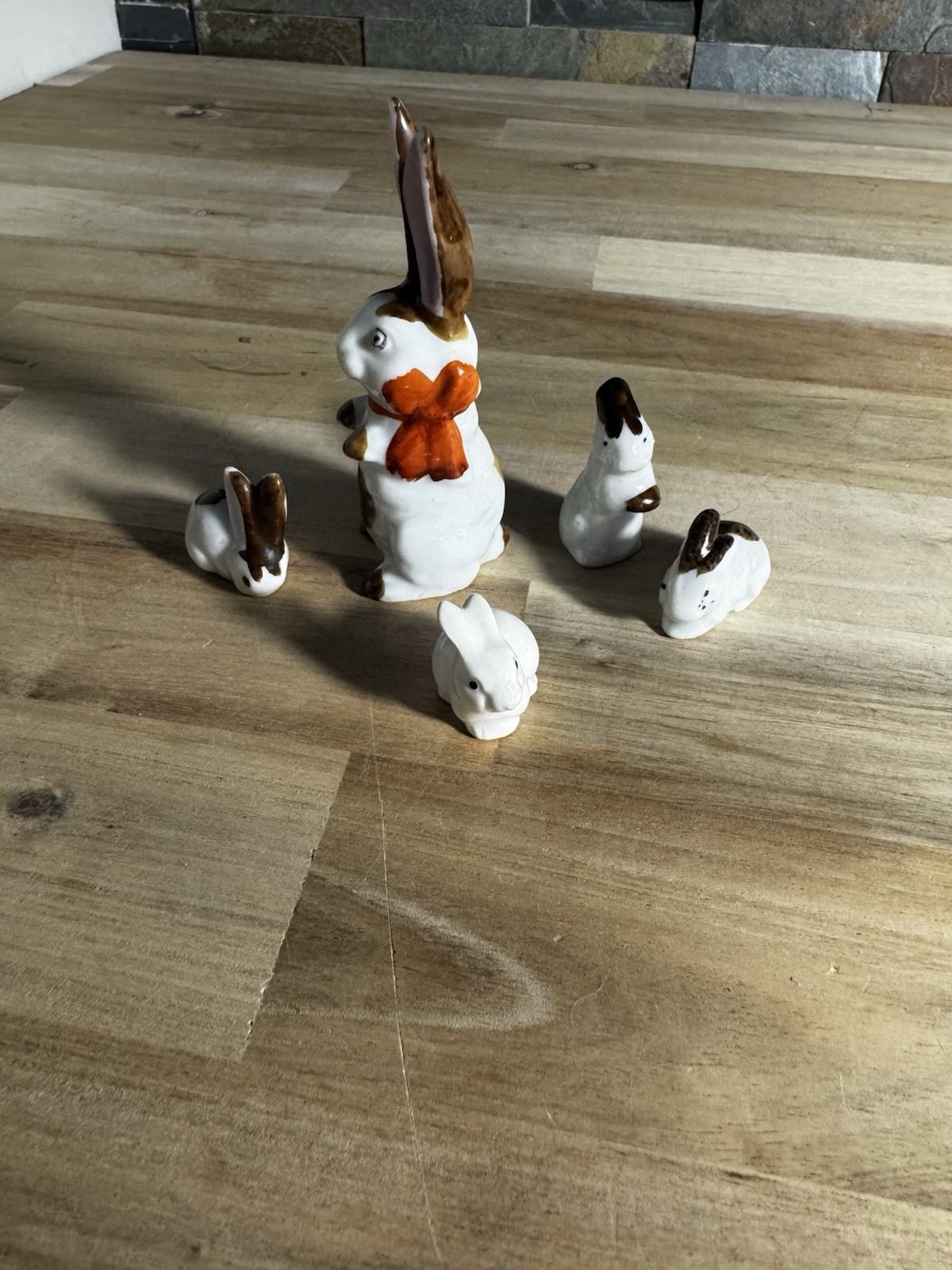Vintage Bunny Rabbit Family, Mom & Kids, China Set Japan Decor Easter, Lot of 4