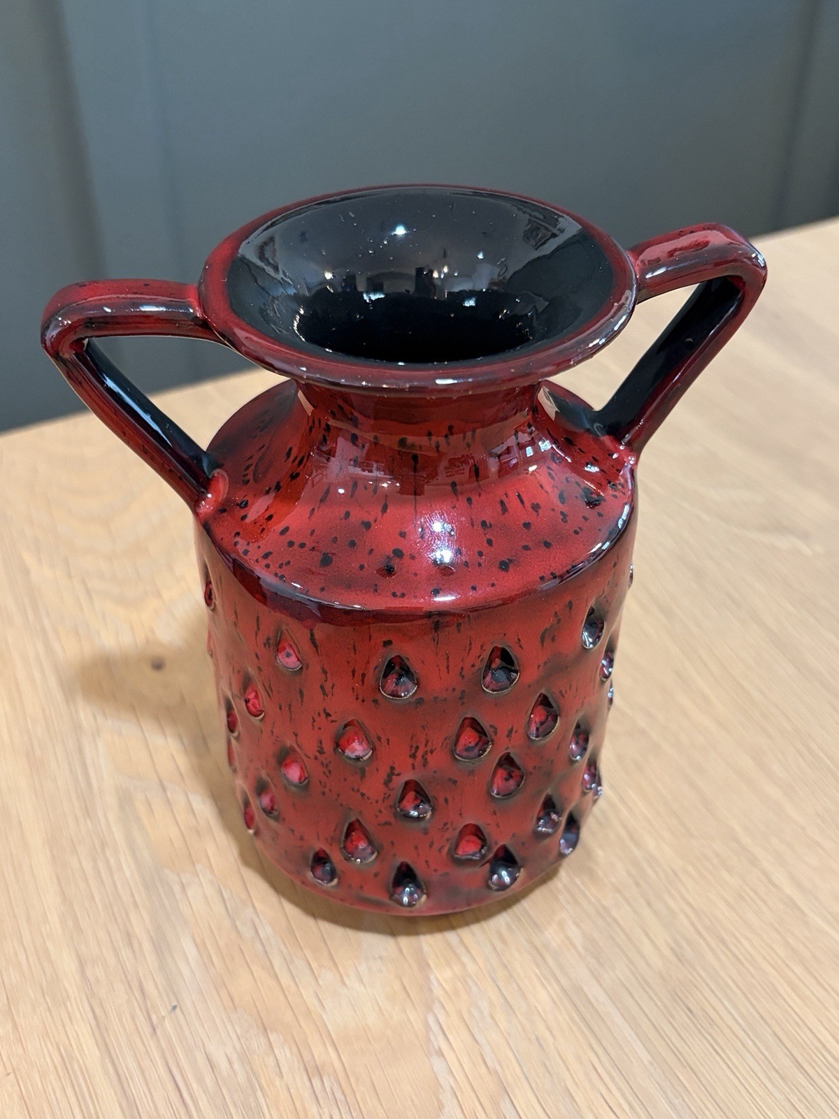 1960s “Alla Moda” Fratelli Fanciullacci Design Jug Vase Glossy Red Lava Glaze