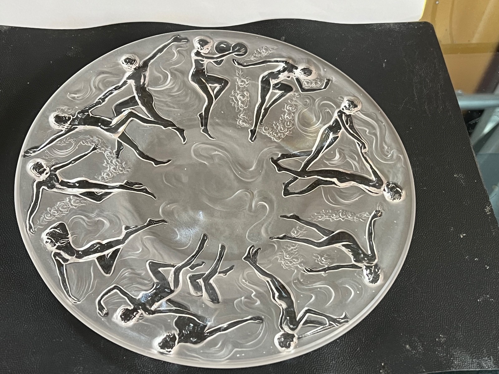 Vtg Consolidated Glass Co. Dancing Nymphs 8 3/8″ Art Deco Nudes Plate 1928-1932