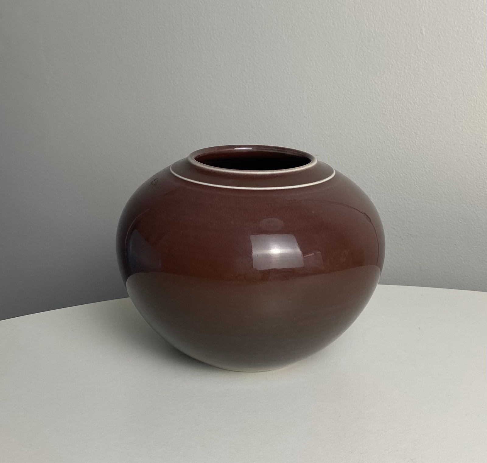 Vintage [ Oxblood Globe Vase Signed Pam Chapman ] 13.5cm Studio Pottery Ceramics