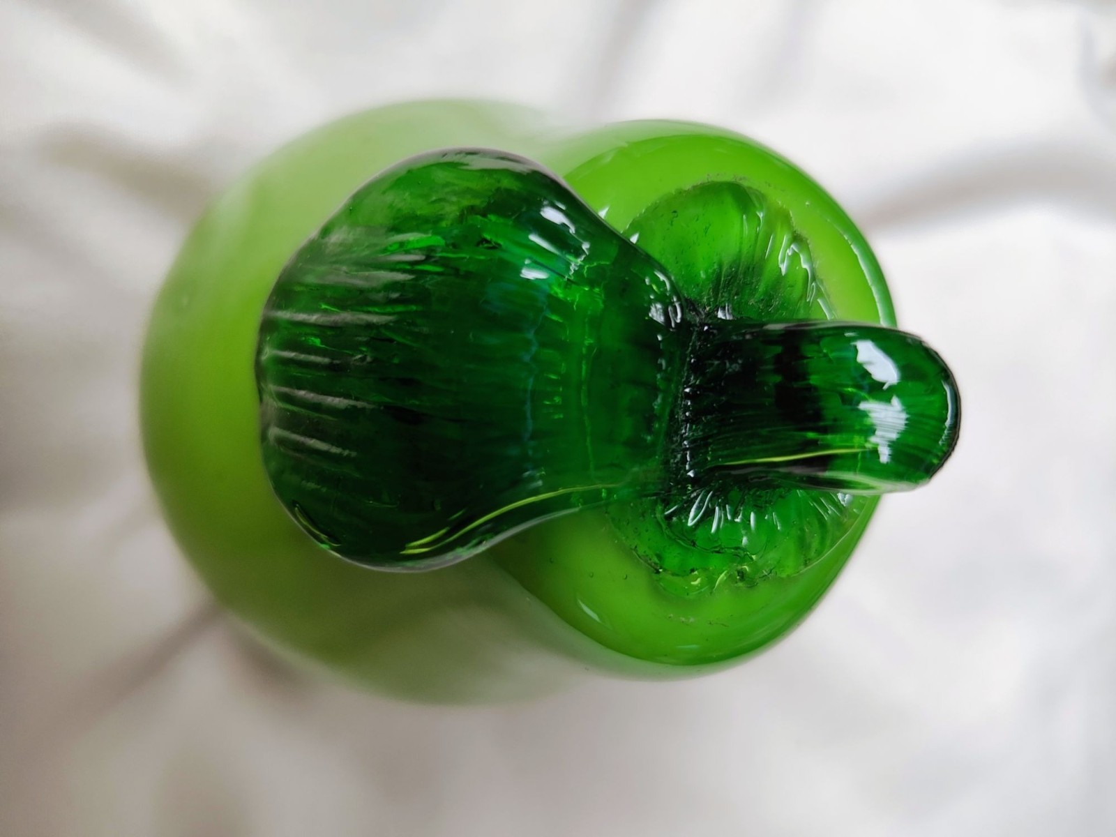Hand-Blown Green Glass Pear Figurine Paperweight 5 Inches Tall