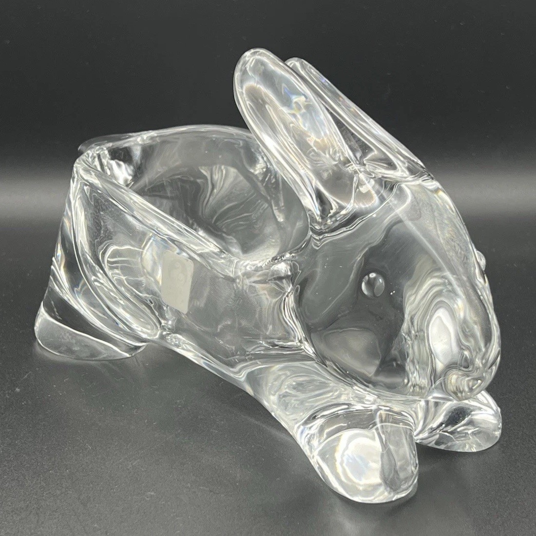 Sasaki Large Clear Crystal Bunny Rabbit Candy Trinket Dish Paperweight 7.5”