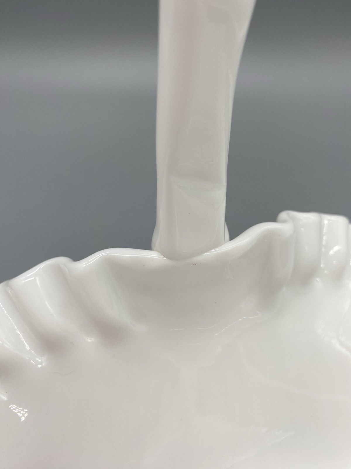 Vintage Fenton 12-1/2″ White Milk Glass Hobnail Basket Wedding Flower Basket