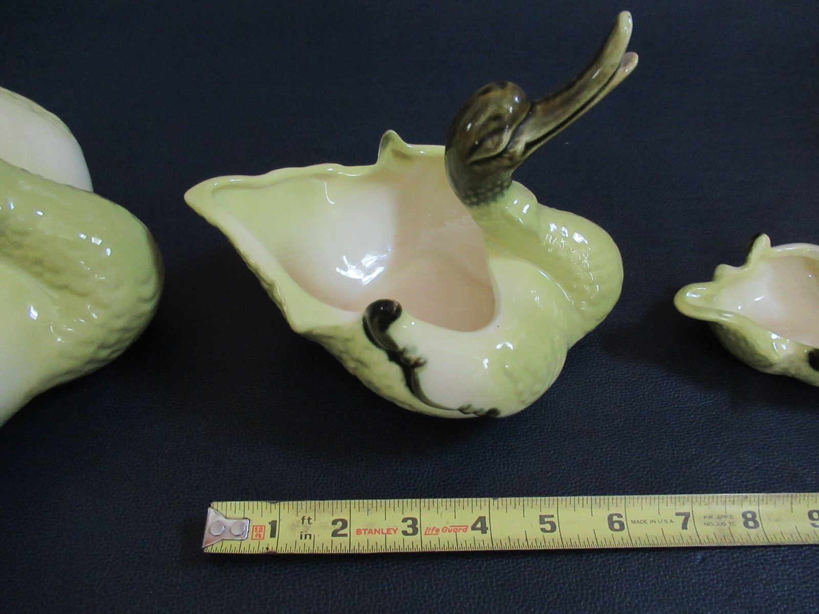 Vintage Mid Century Hull Pottery Swan Planter Bowl #80 #69 Green Set Of 3