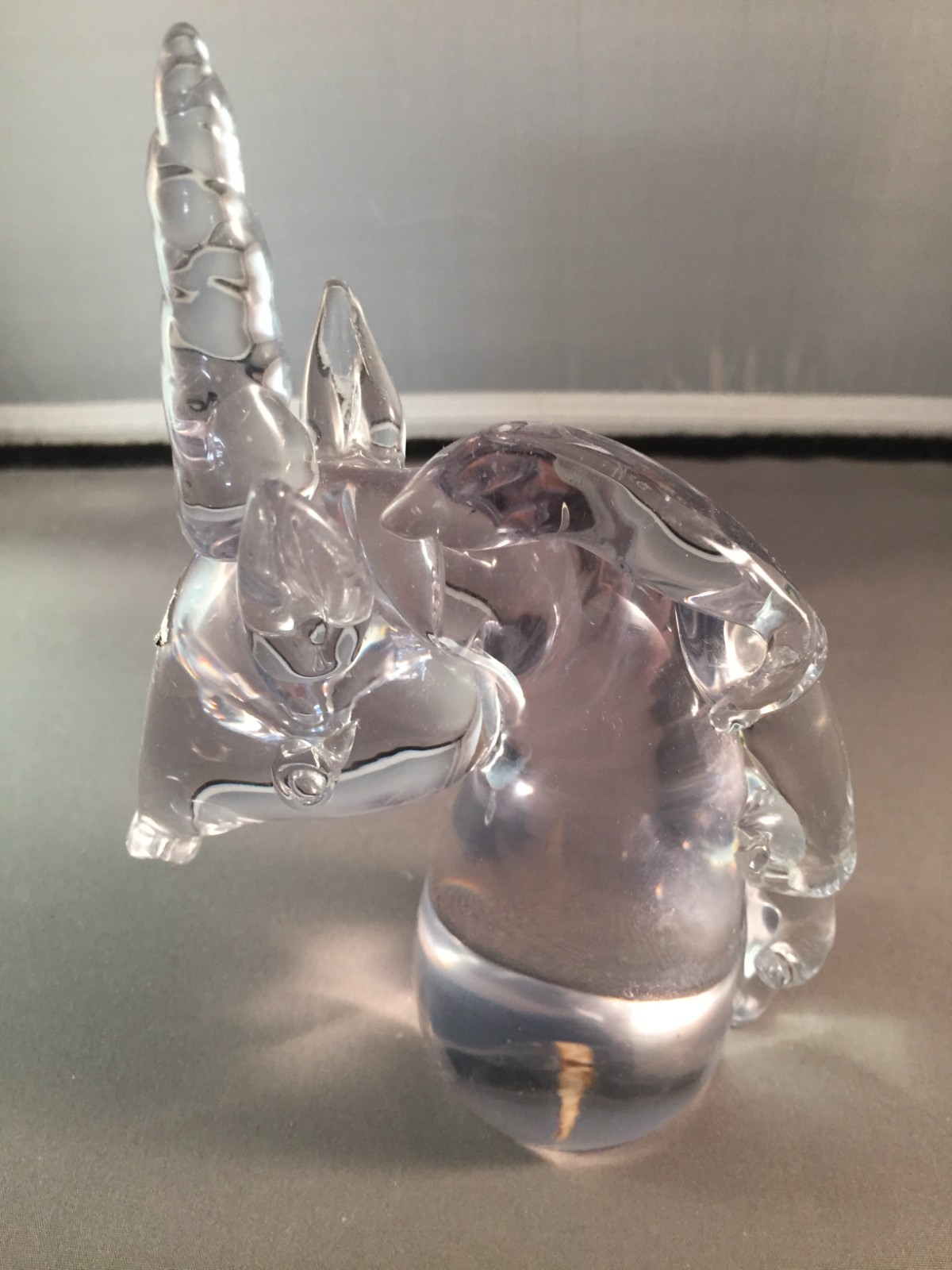 VINTAGE GREAT CITY TRADERS SOLID GLASS UNICORN – CLEAR GLASS