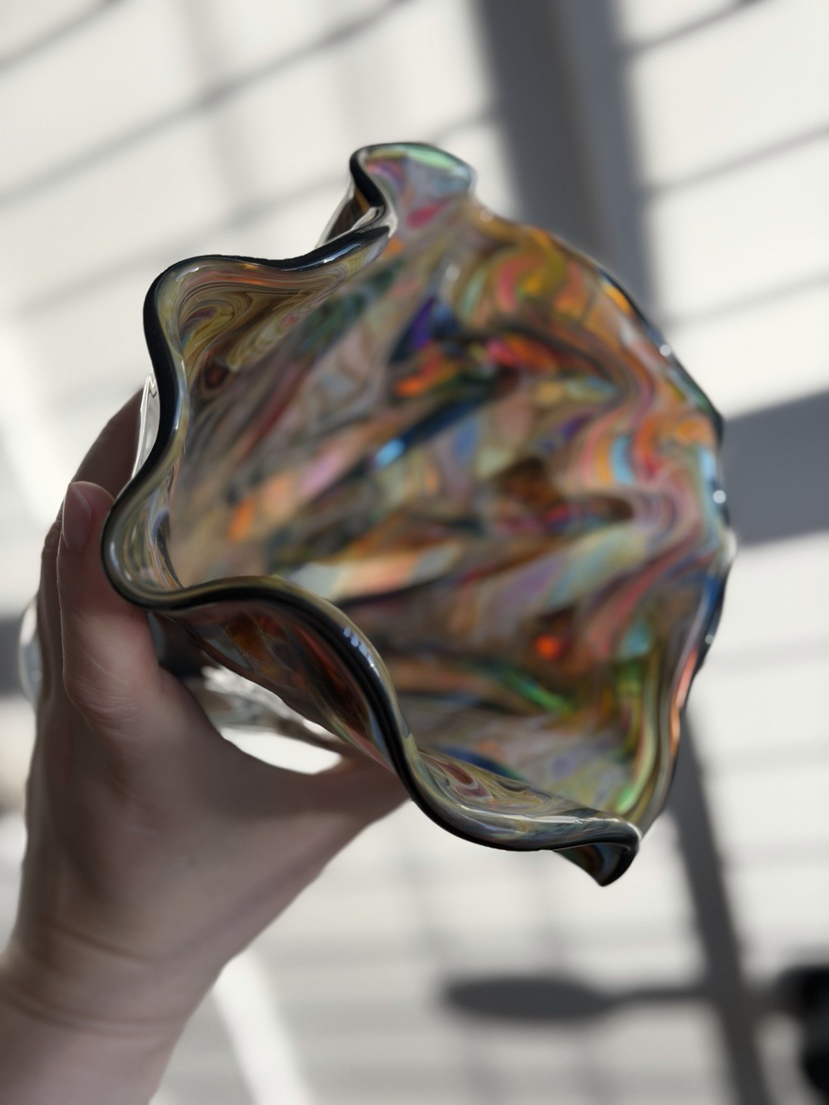 Venetian Style Blown Glass Vase by The Glass Forge, original mint condition
