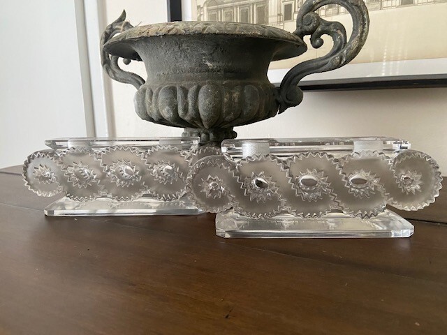 Rene Lalique AURIAC CHANDELIER x2- Original 1944 Mint Condition Signed R.LALIQUE
