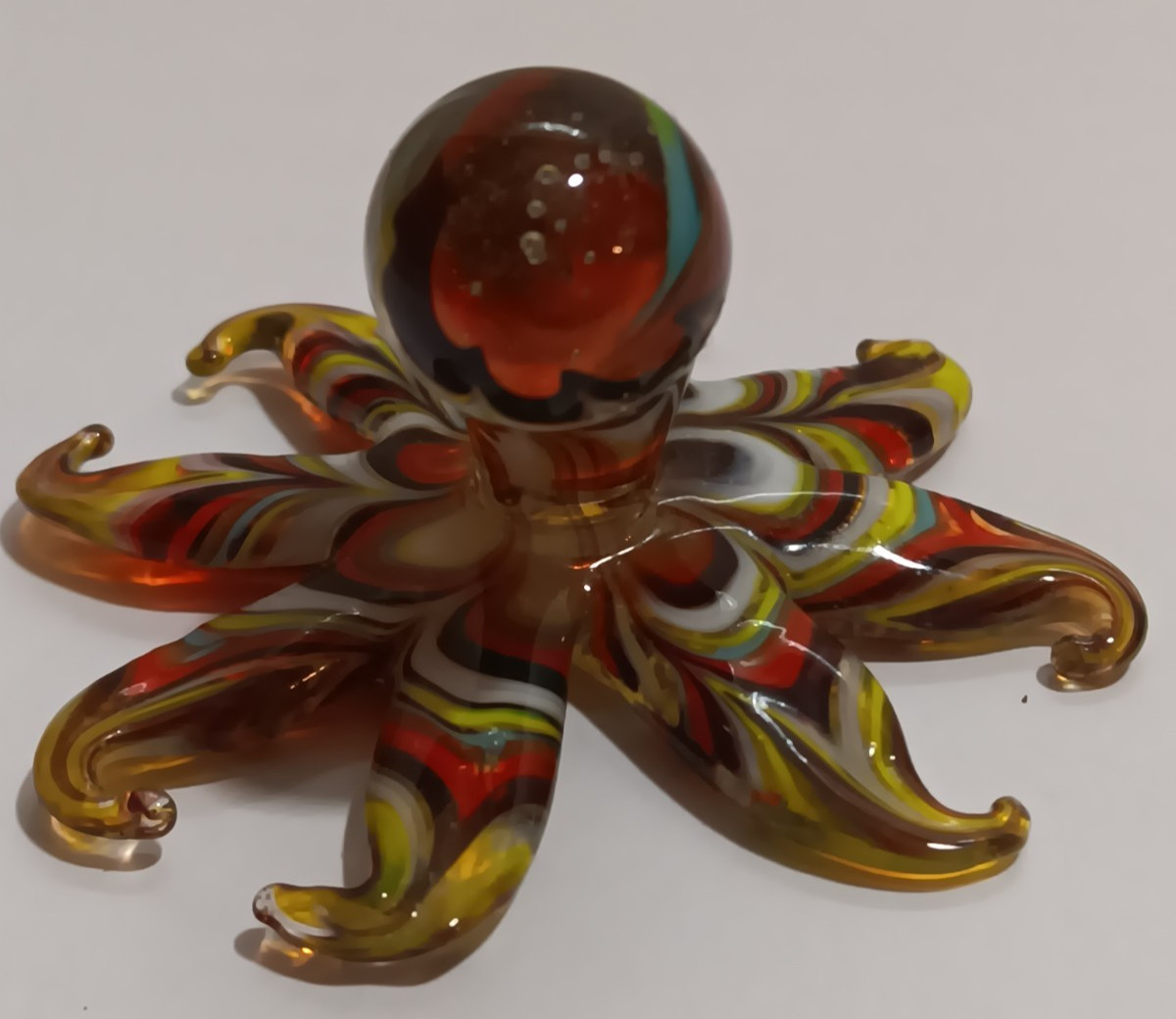 Miniature Art Glass Octopus Multi Color Hand Blown Figurine Delicate 2.5″inch