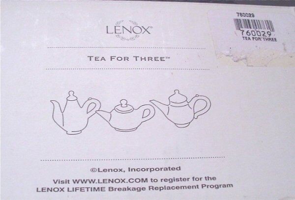 LENOX TEA FOR THREE MINIATURE ART GLASS TEA POTS SET OF 3 MINT NIB
