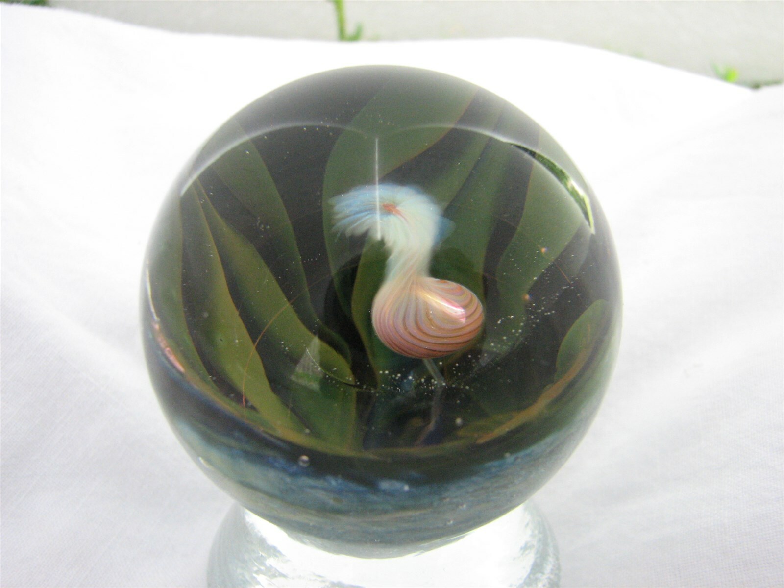 Davis Art Glass Marble Pink Flamingo Bird Everglades Lagoon Jungle Pennsboro WV