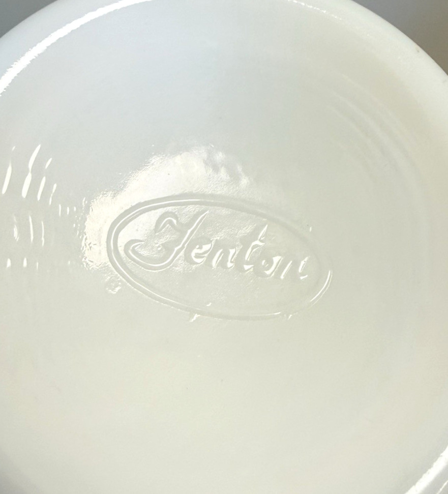 Vintage Fenton Hobnail White Milk Glass Stretch Swung Vase 15.25″ Tall MCM