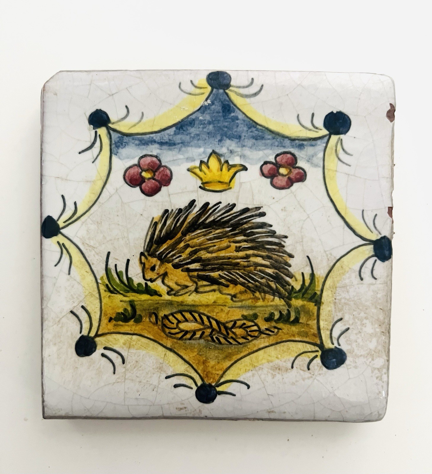 Four Vintage La Piccola Bottega Wall Tiles 4”x4” Unicorn, Caterpillar, Wolf