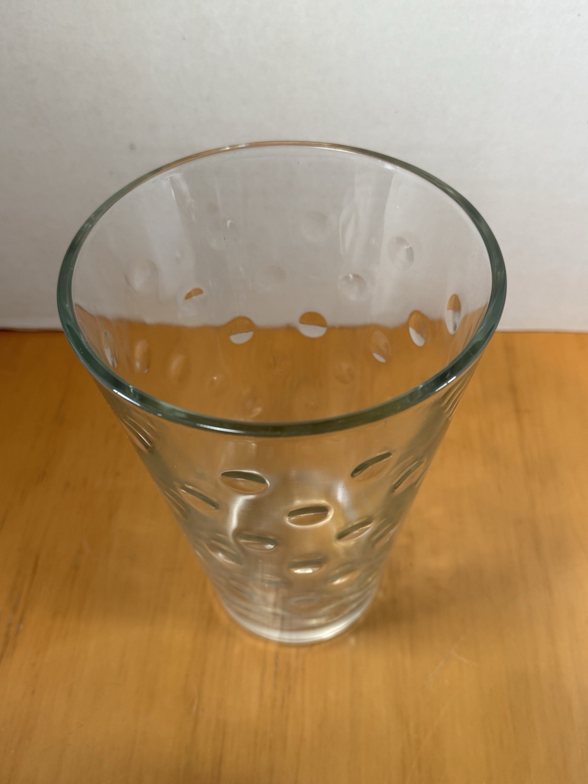 Vintage Hazel Atlas Capri Dot Clear Glass Vase~8 1/2 in Tall Reverse Bubble