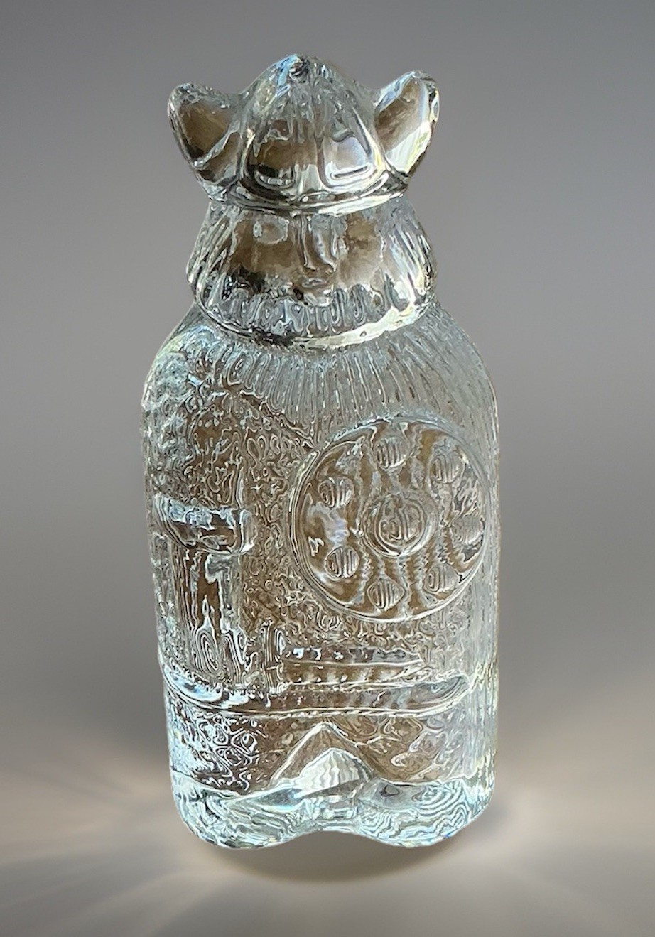 Vintage Glass Viking Figurine Lindshammar Swedish Small Clear Detailed