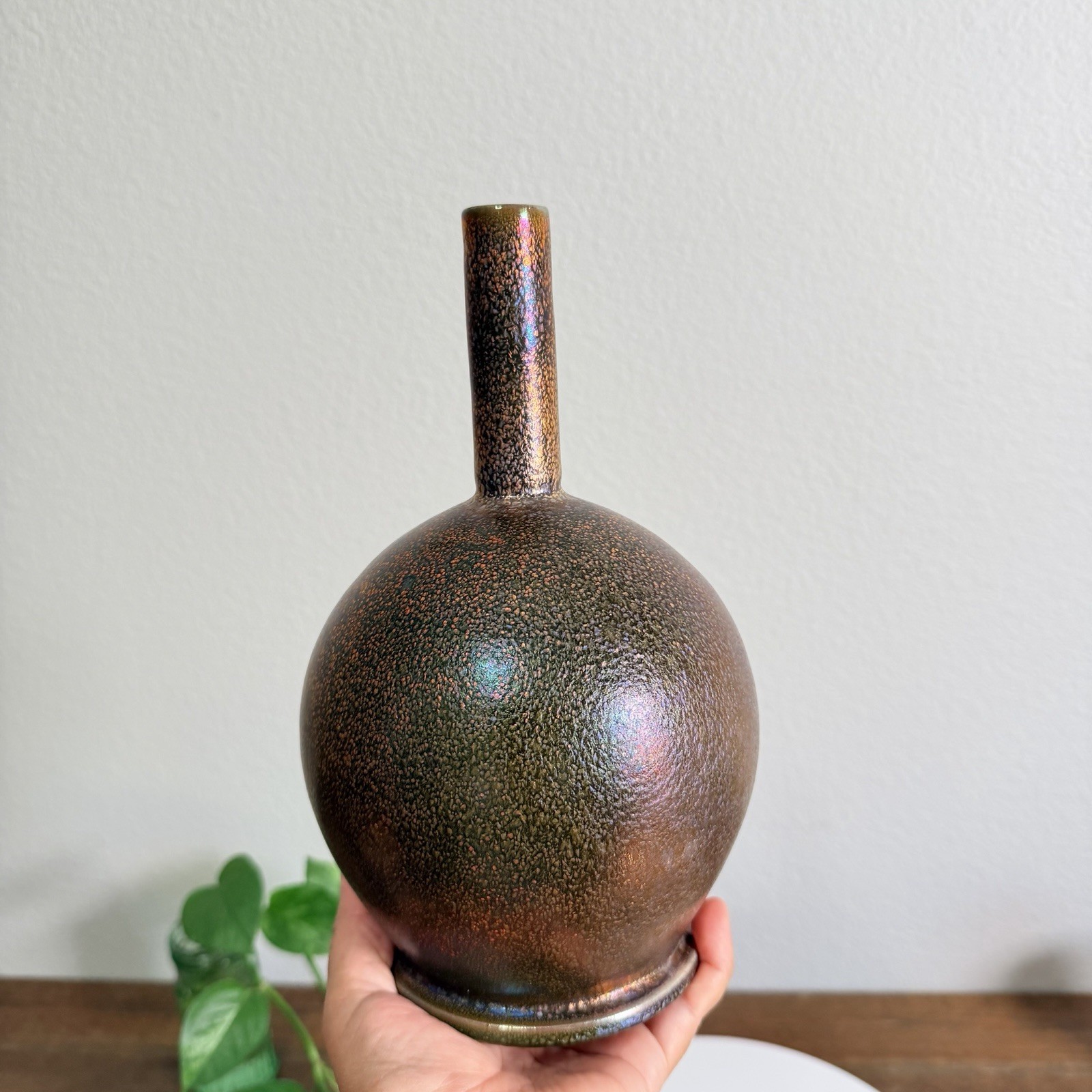 Mid Century Modern Netherlands Mobach Ceramic Vase Metallic Glaze RARE