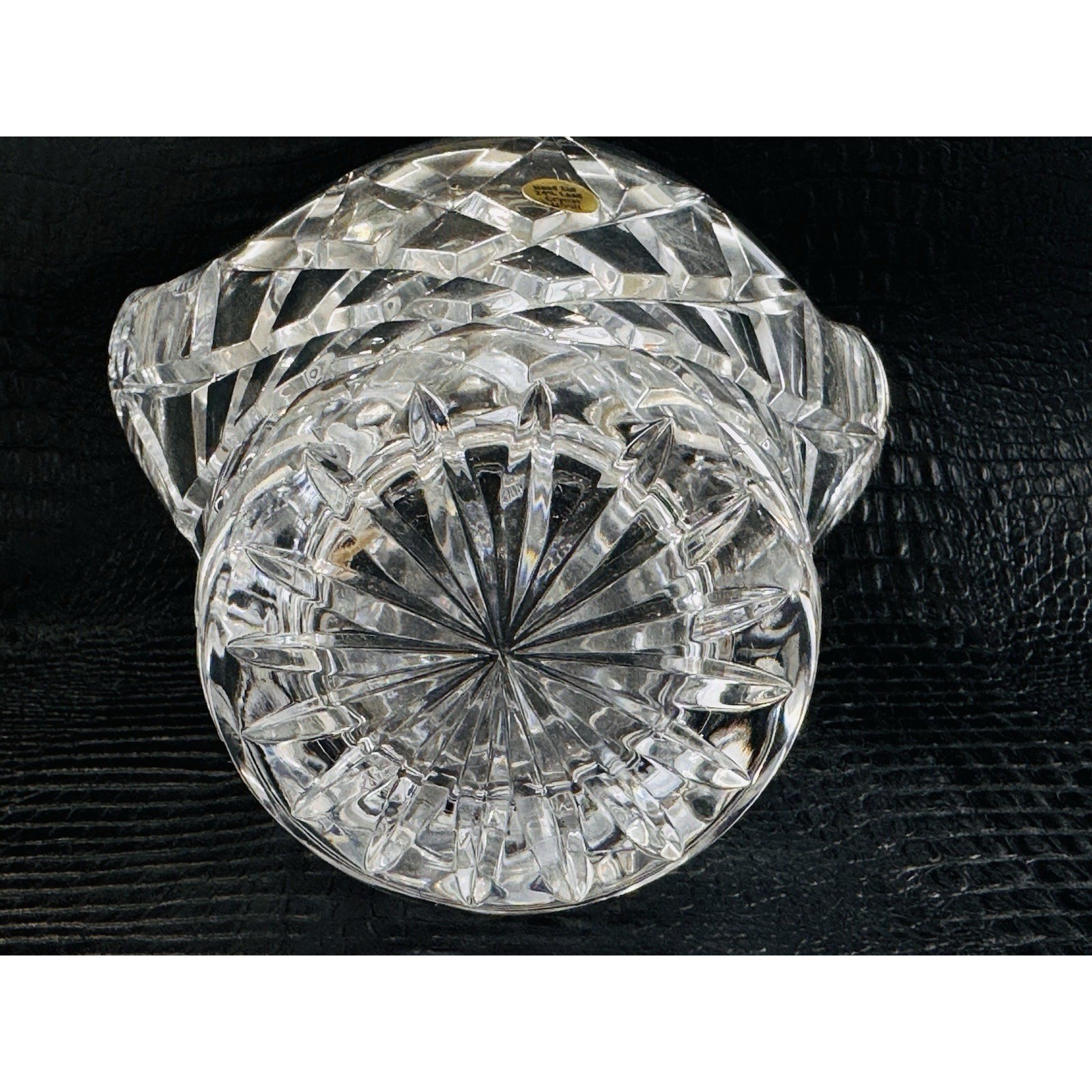 Vintage Heavy Lead Crystal Diamond Cut Basket with Handle