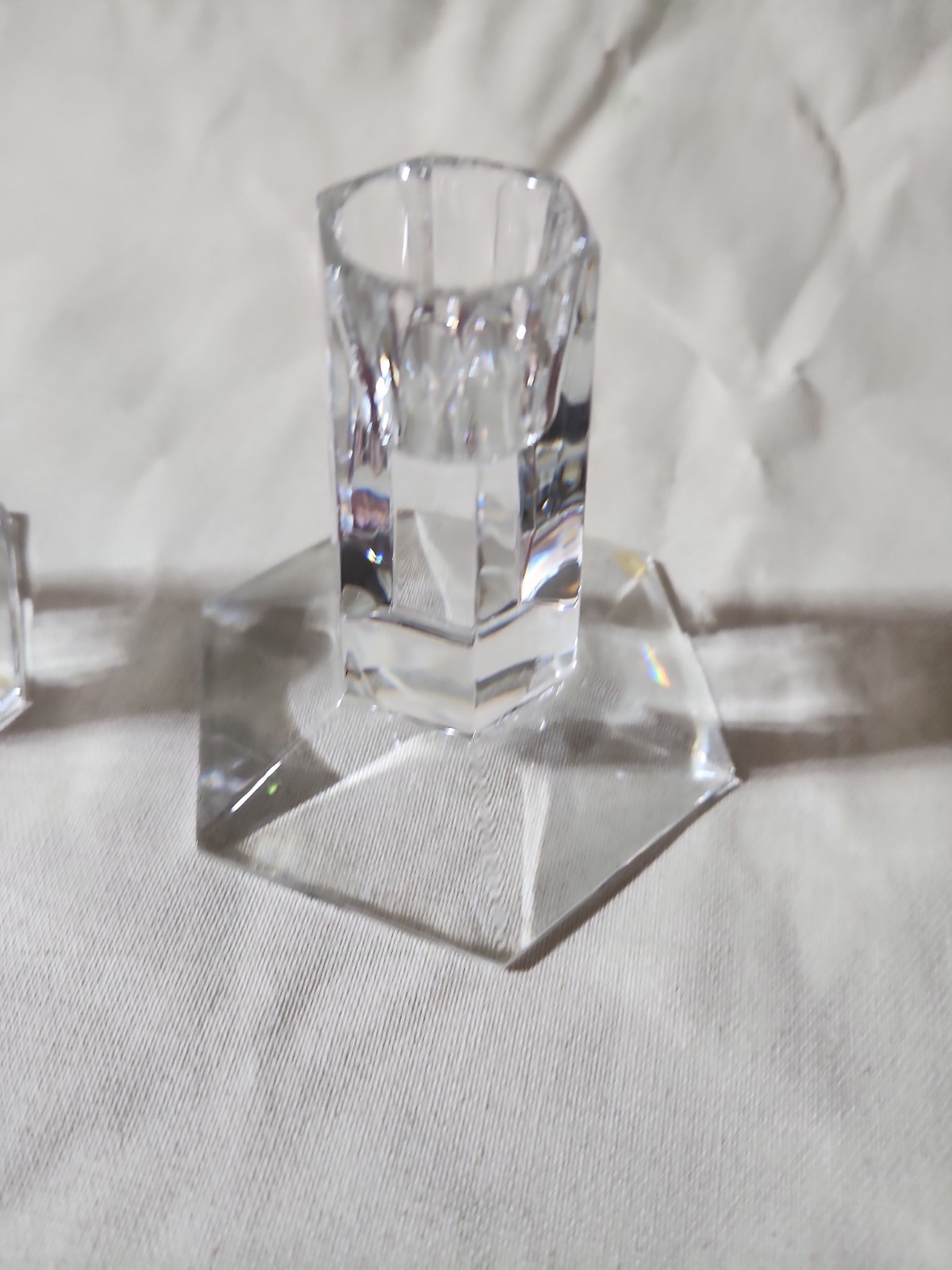 Tiffany & Co Frank Lloyd Wright FDN 1986 Vintage Crystal Candlestick Pair Rare