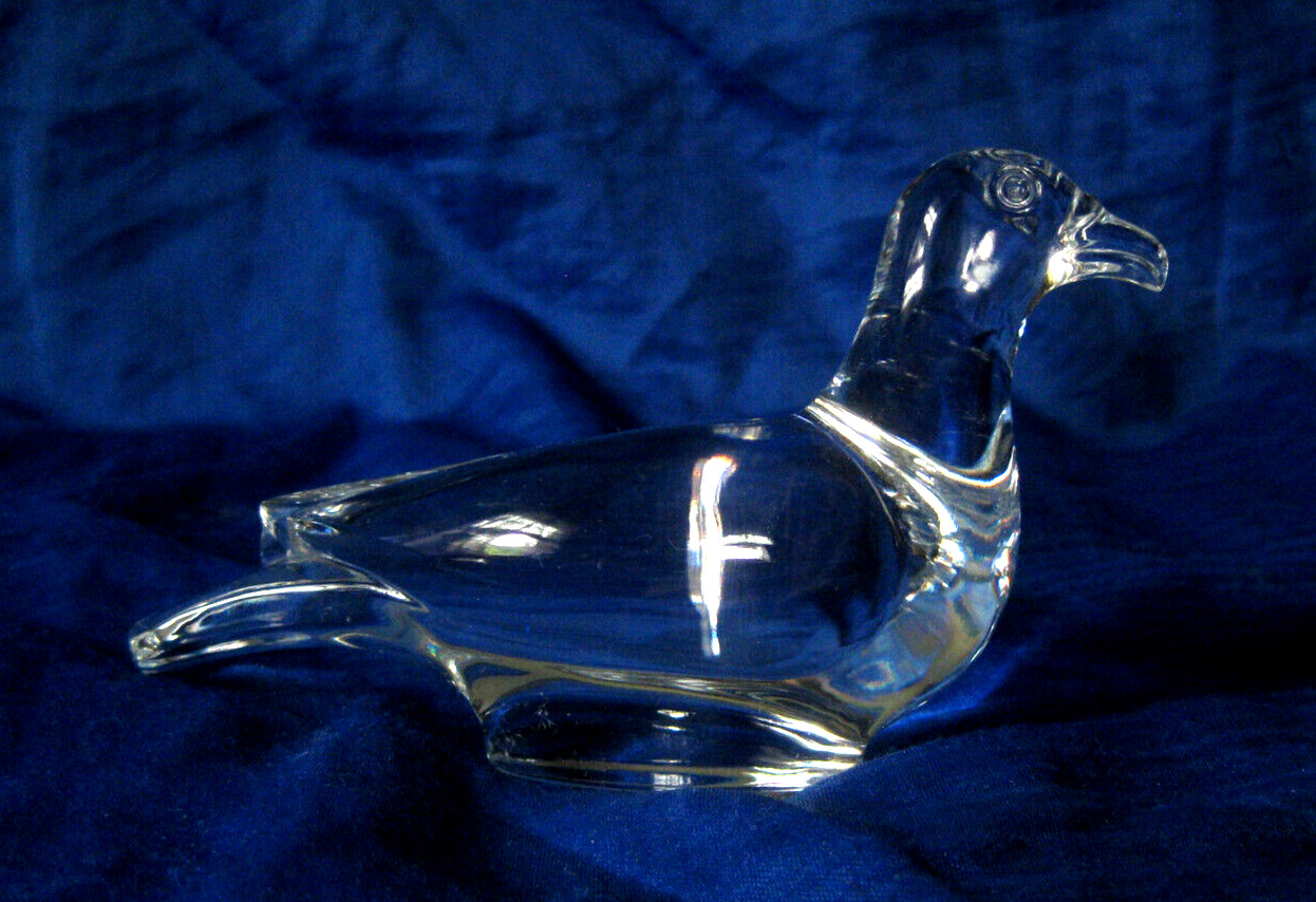 Vintage Baccarat France Crystal Turtle Dove Bird Small Figurine 5″