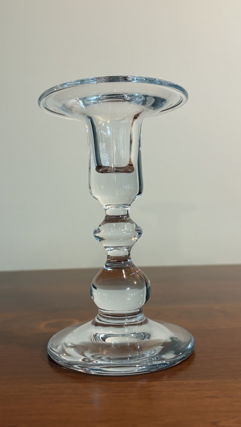 Danish HolmeGaard Of Copenhagen Charlotte Amalie Clear Glass Candlestick Lutken