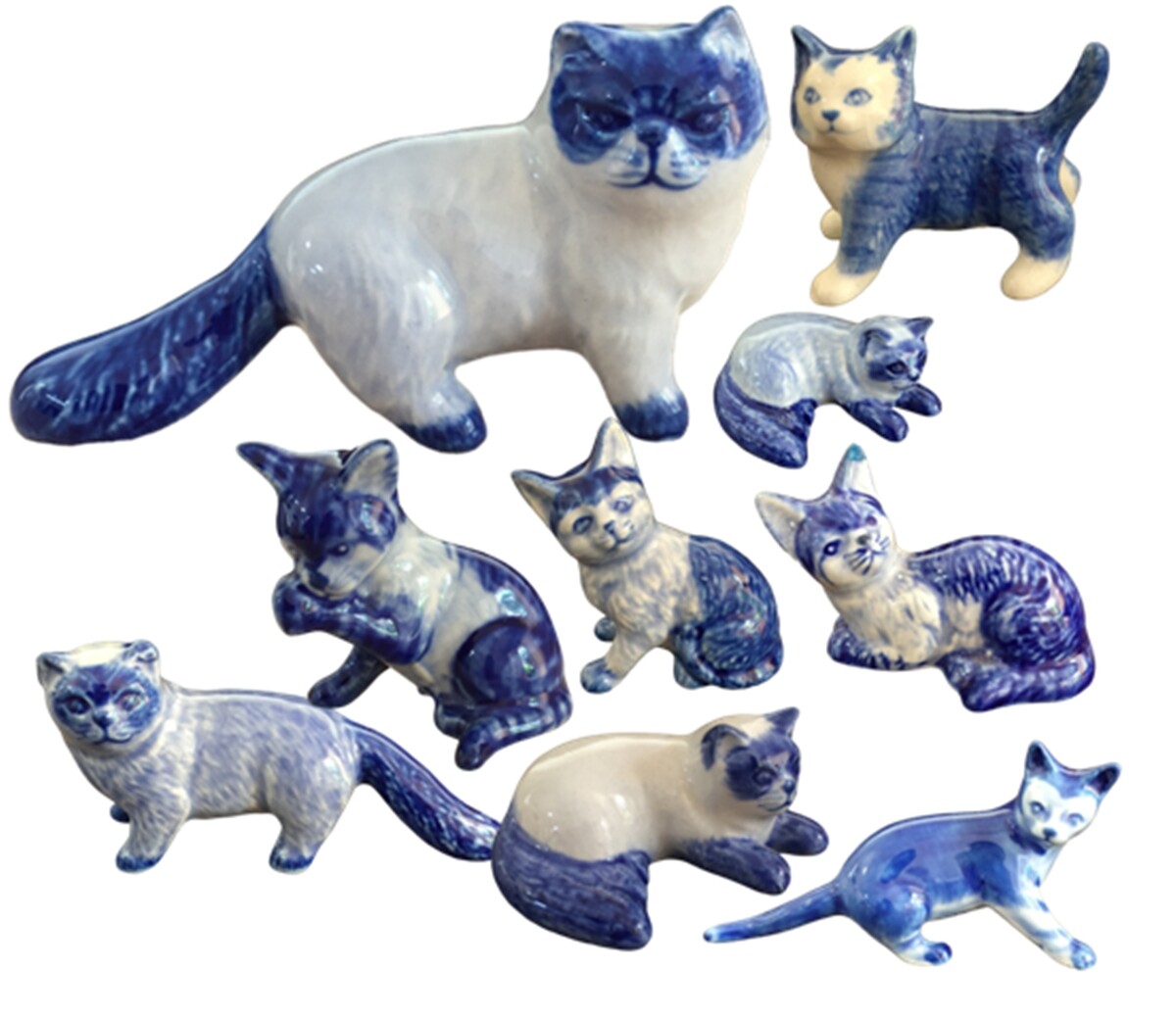 persian cat delft blue ceramic porcelain 1pc miniature other variation figurine