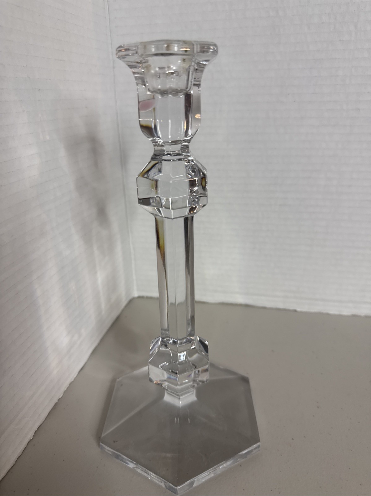 VTG Val St. Lambert Belgian Fine Crystal “Gardenia” Candlestick 9 3/8″