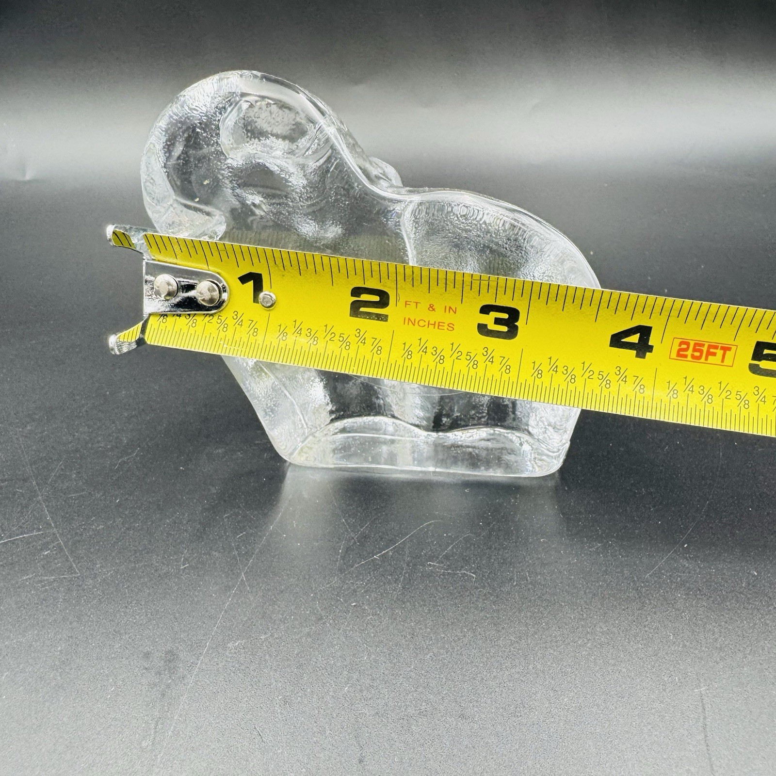 Blenko Elephant Trunk Up Clear Art Glass Paperweight Figurine USA Art Luck Decor
