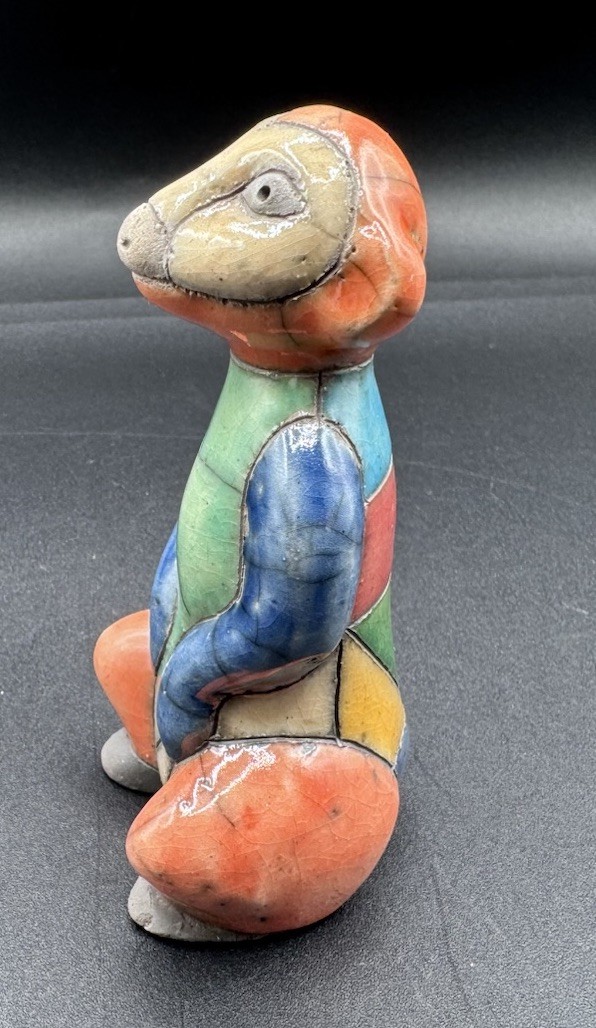 South Africa Art Pottery Raku Mini Meerkat Colorful Animal Handmade Signed 4″