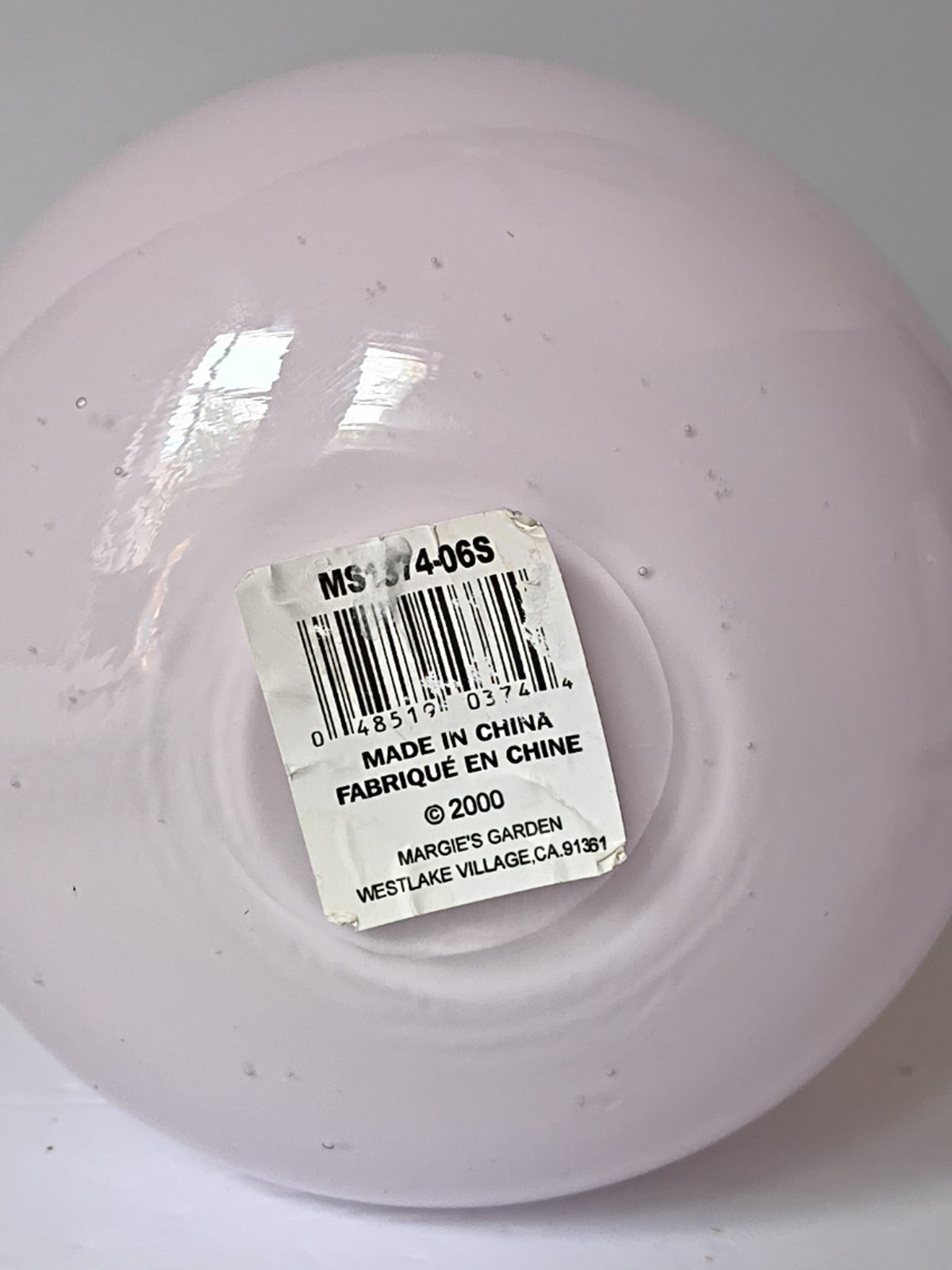 Vintage Margie’s Garden Pink Blown Glass “Bubble Button” Crimped Ruffle Vase