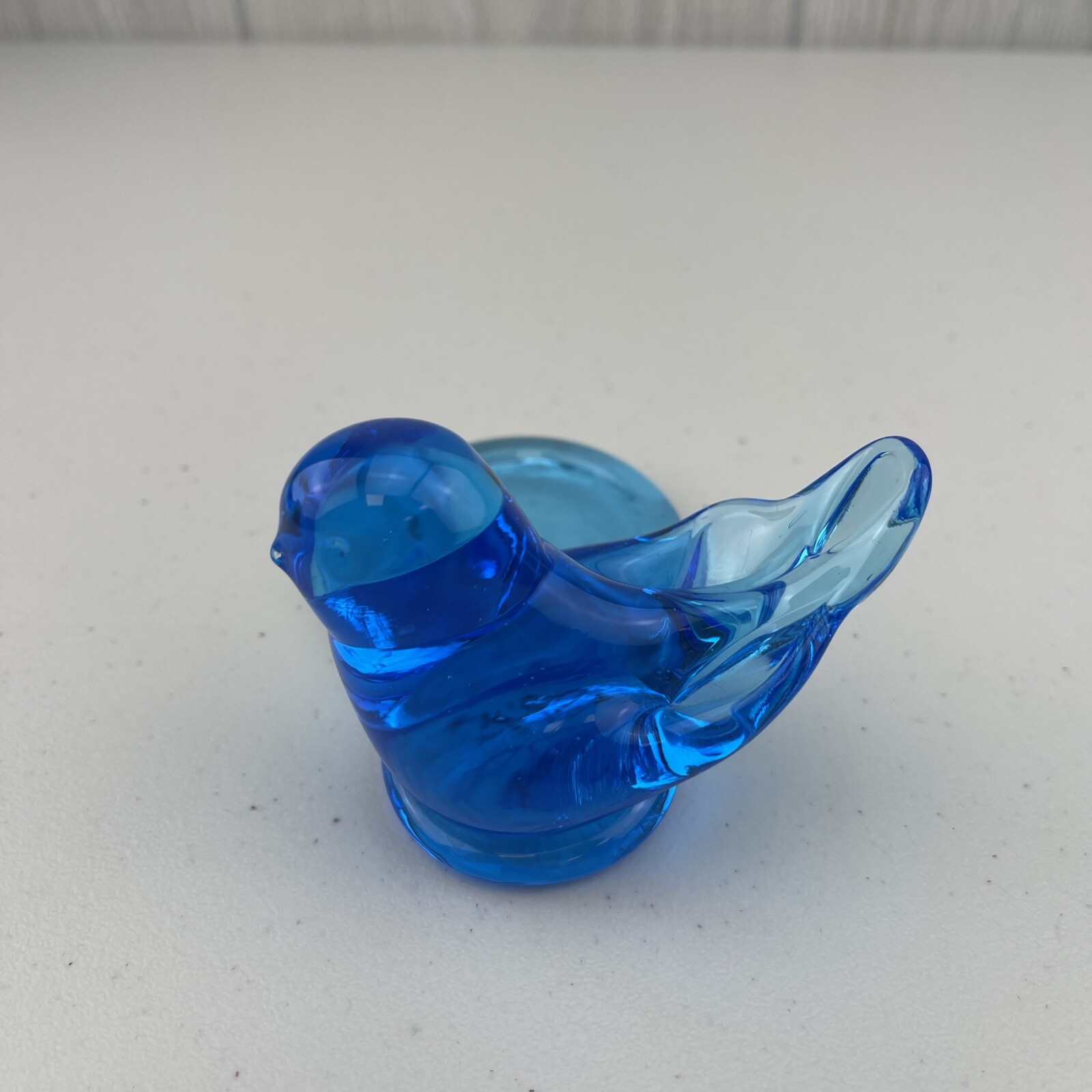 Vintage 1994 Leo Ward Bluebird of Happiness Glass Signed Paperweight 4″ wide