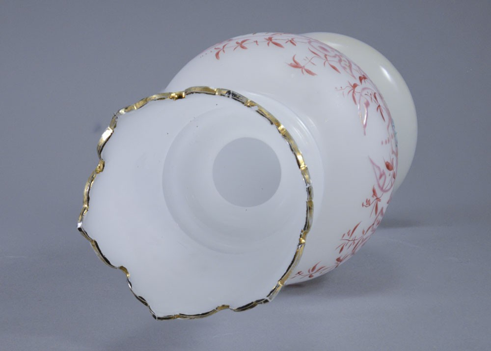 Richardson / Stourbridge Victorian Enamel White Glass Vase Victorian