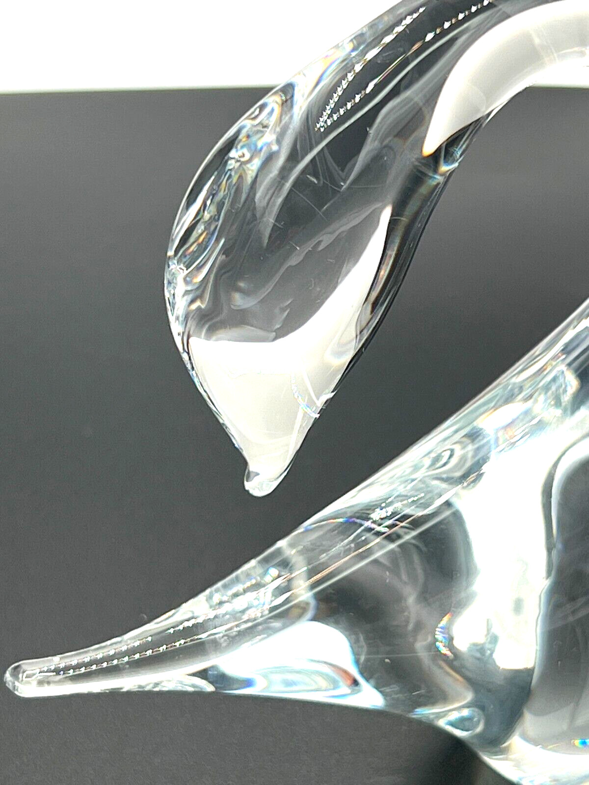 Marcolin Swedish Crystal Swan Art Glass Signed Hand Blown Murano Styled Glass