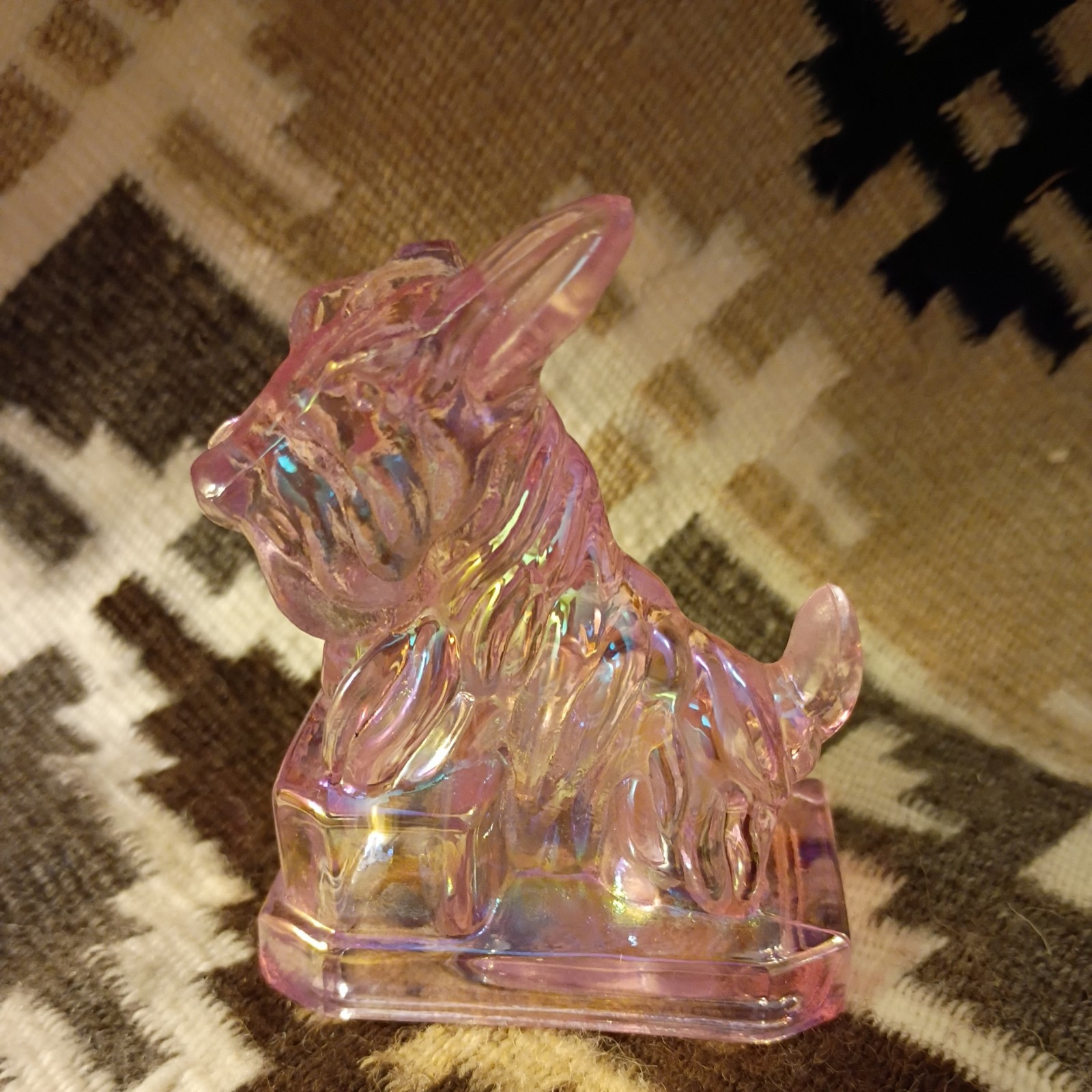 Boyd Pink Carnival Glass Scottie Dog Figurine Bernard Boyd