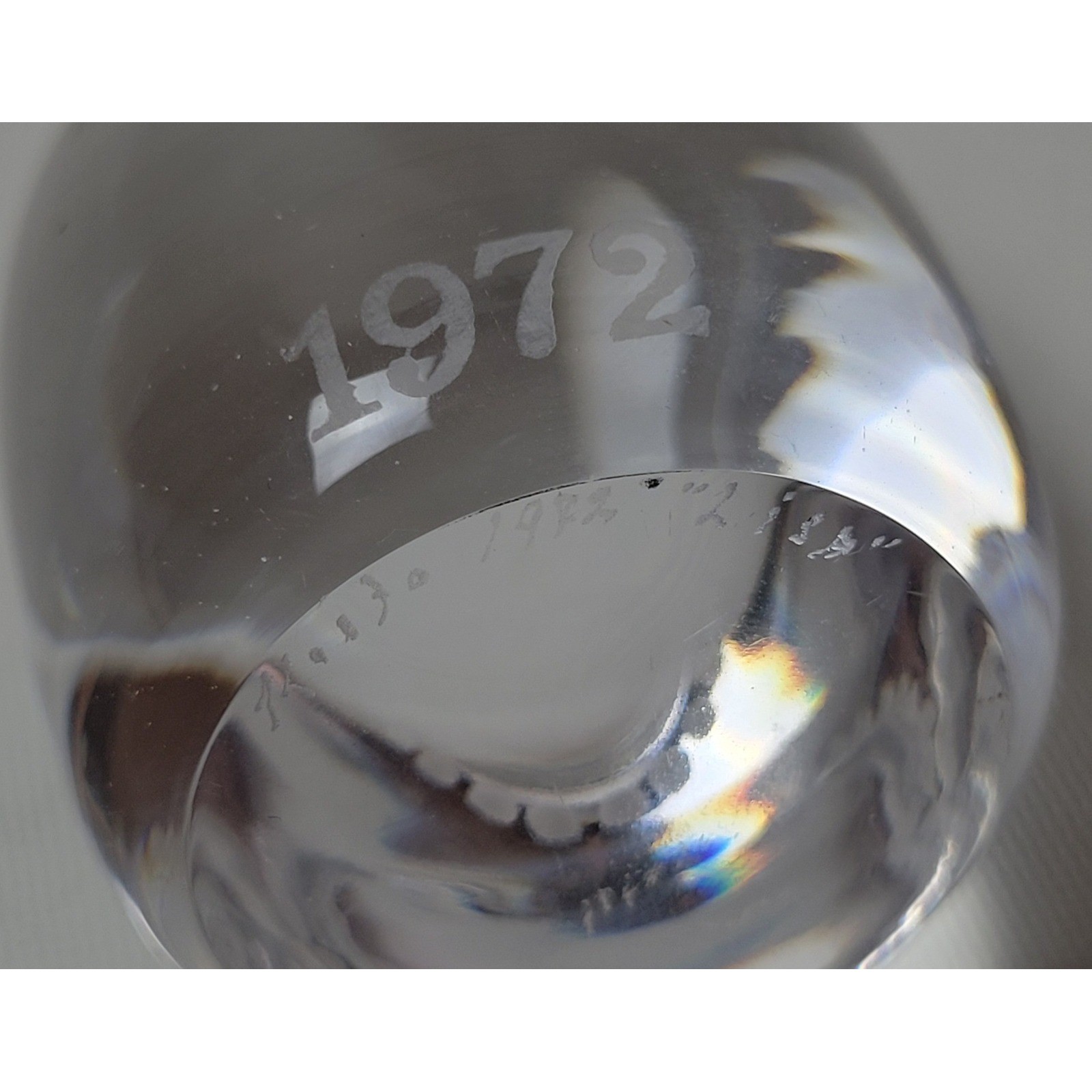 Kosta Boda Lisa 1972 Glass Paperweight Figurine Clear Gold Bow Sweden Vintage