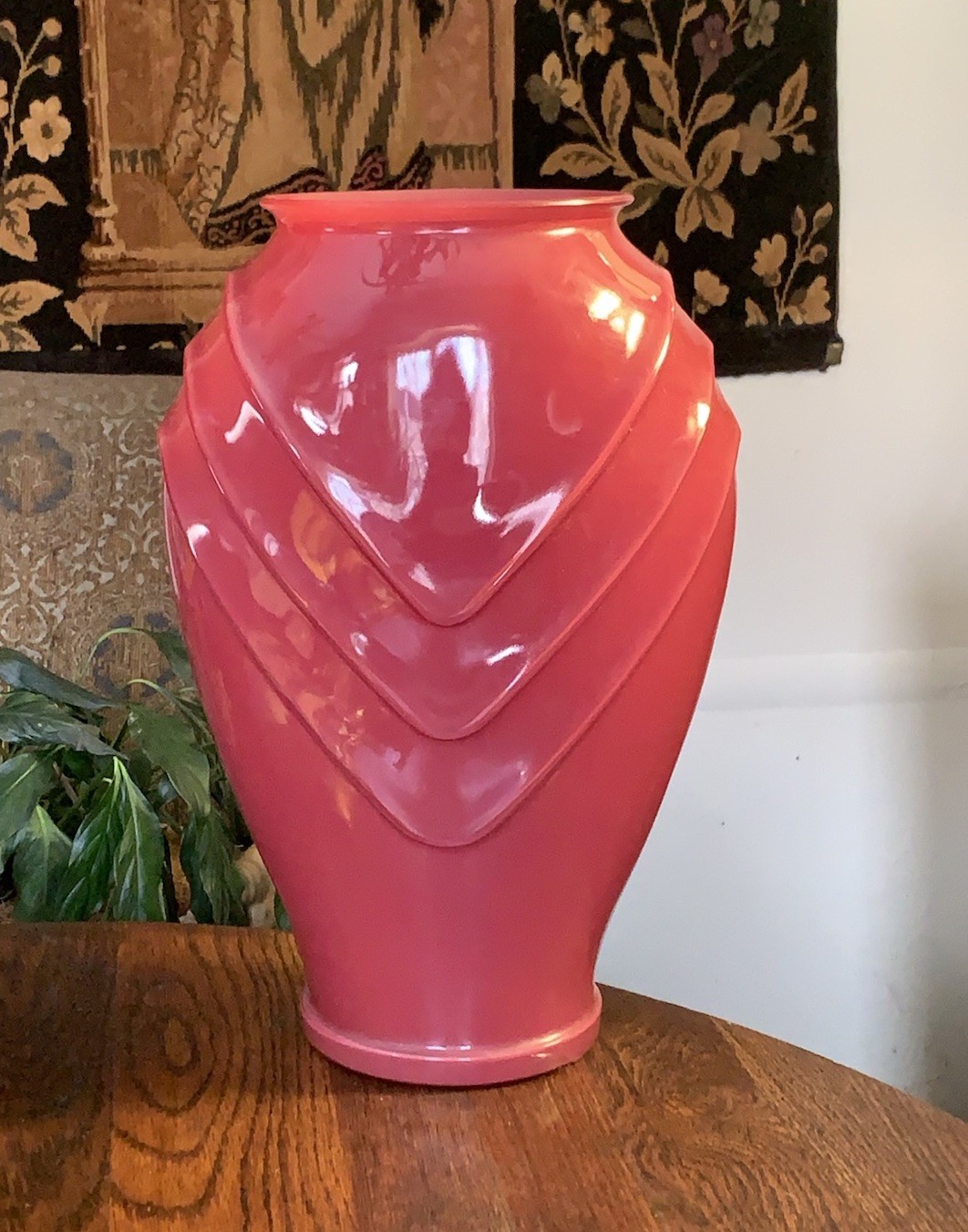 Vtg 1970’s Retro HAEGER Large 16” TableTop Floor Vase Dark Magenta Pink MCM