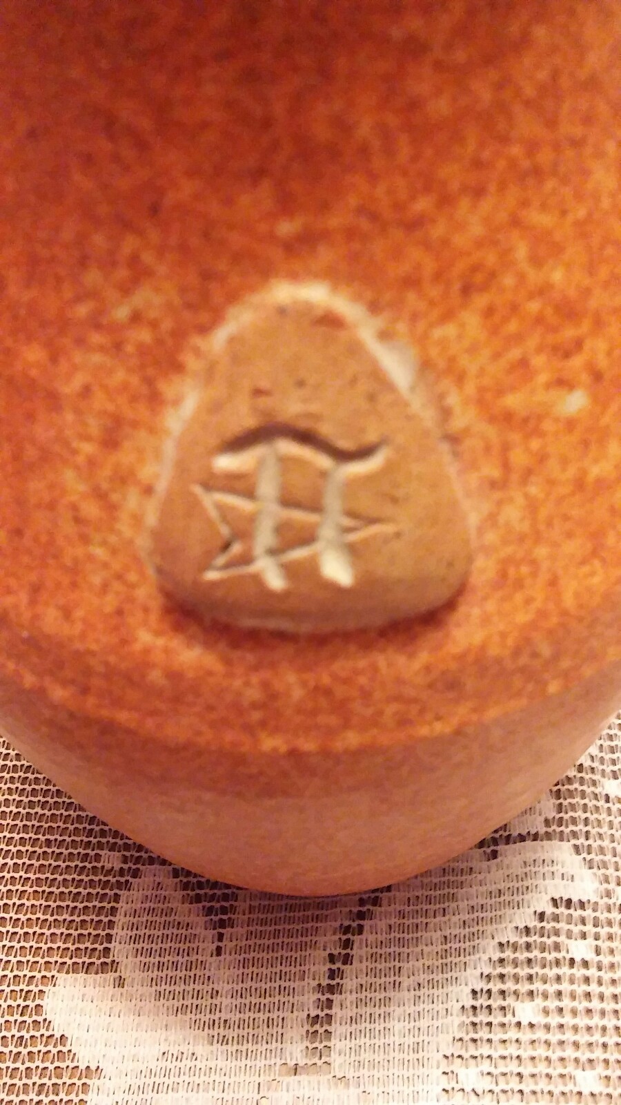 handmade pottery vase signed very nice dated has markings on front. Unity
