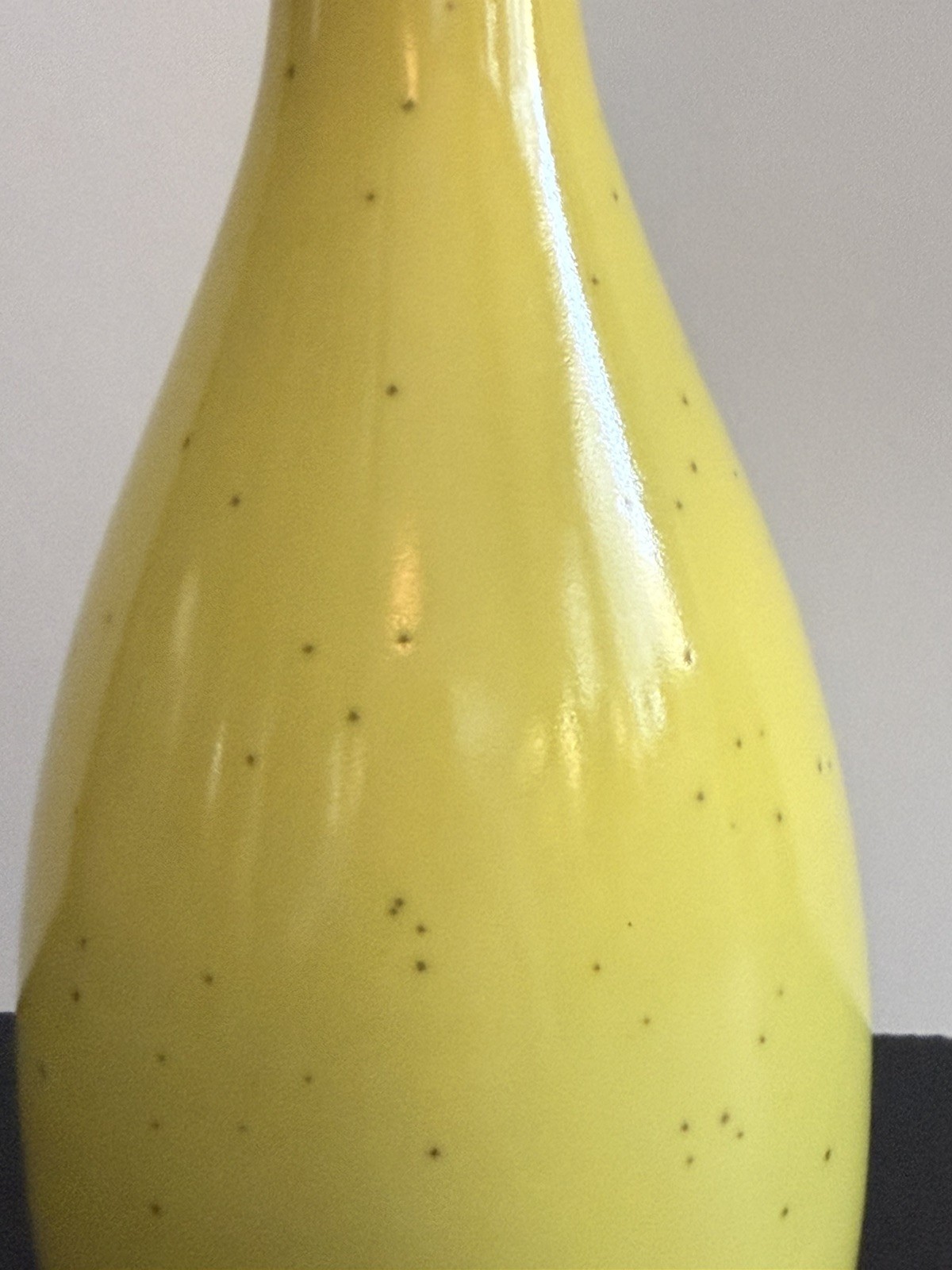 Yellow Speckled Brown Rim Ceramic Vase Vintage