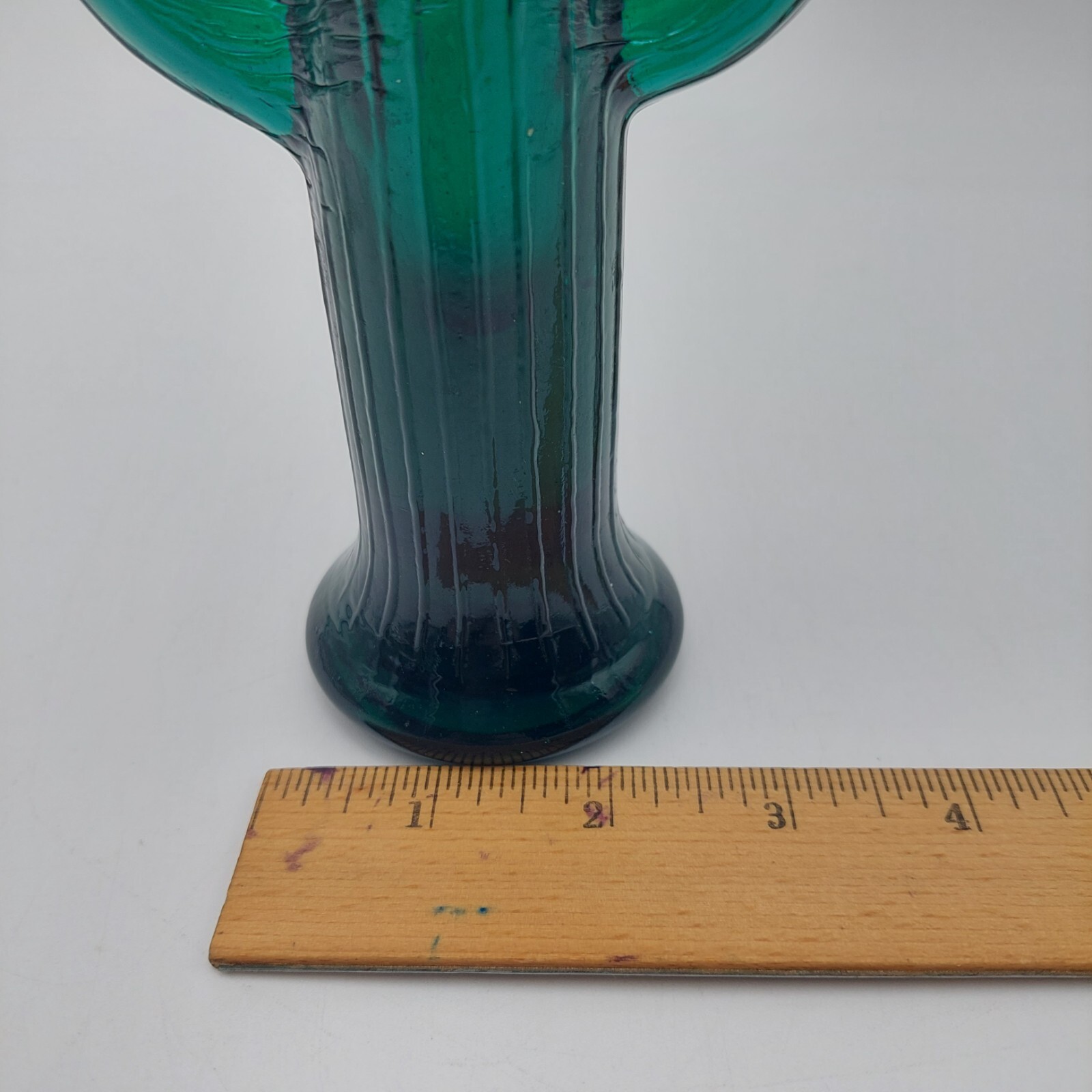 Vintage Cactus Bud Vase Candle Holder 8in Green Glass Saguaro Southwest Dessert